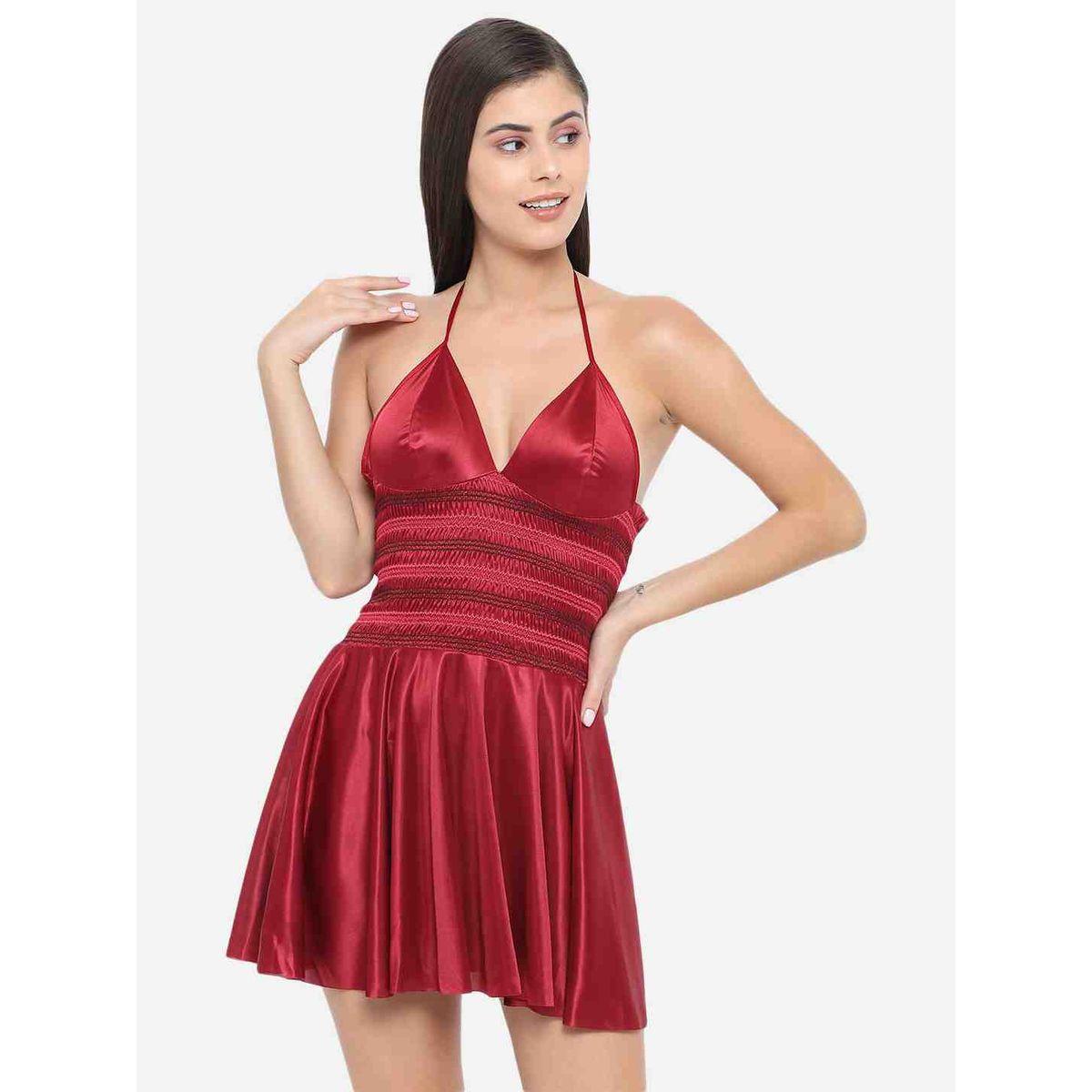 بيبي دول ساتان بياقة هولتر-women-clothing-lingerie-babydollsandbodysuits-image-3