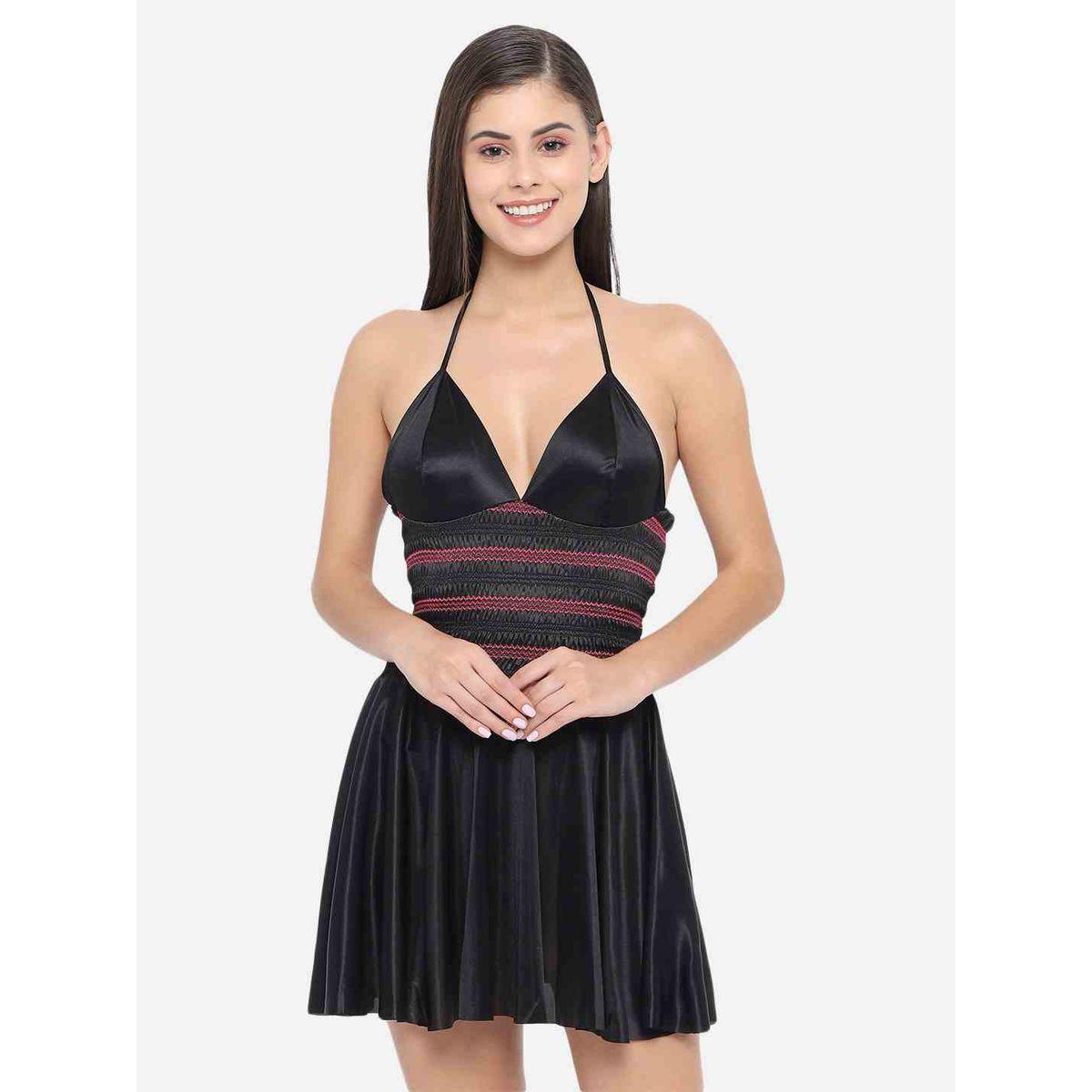 بيبي دول ساتان بياقة هولتر-women-clothing-lingerie-babydollsandbodysuits-image-1