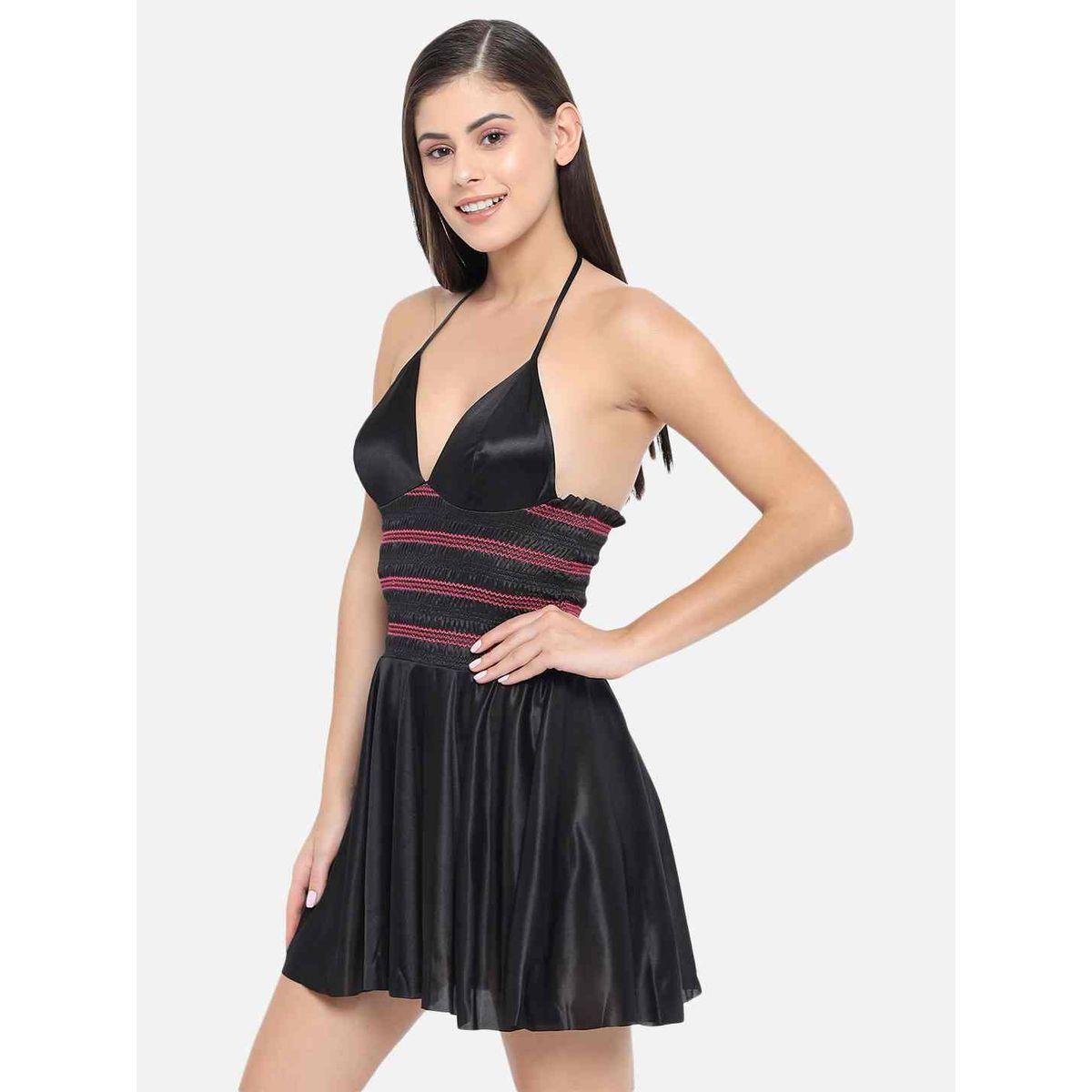 بيبي دول ساتان بياقة هولتر-women-clothing-lingerie-babydollsandbodysuits-image-3