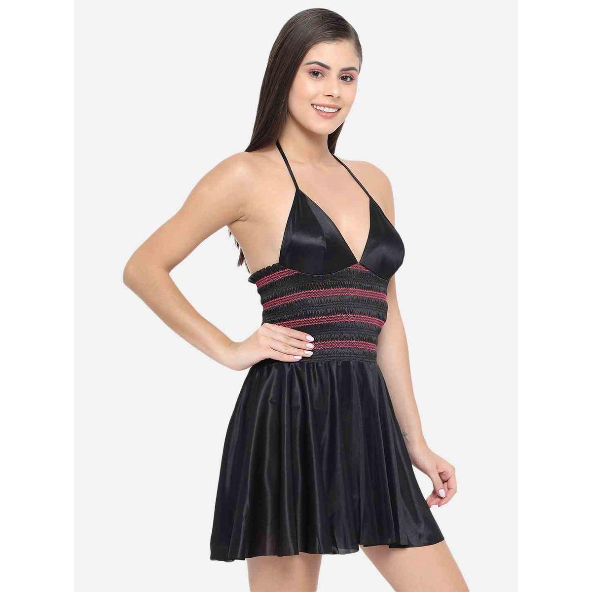 بيبي دول ساتان بياقة هولتر-women-clothing-lingerie-babydollsandbodysuits-image-4
