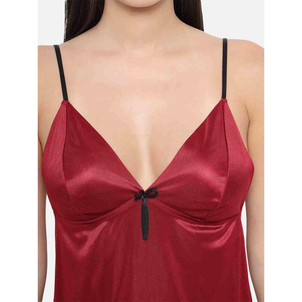 KLAMOTTEN Solid V Neck Strappy Satin Babydoll-women-clothing-lingerie-babydollsandbodysuits-image-7
