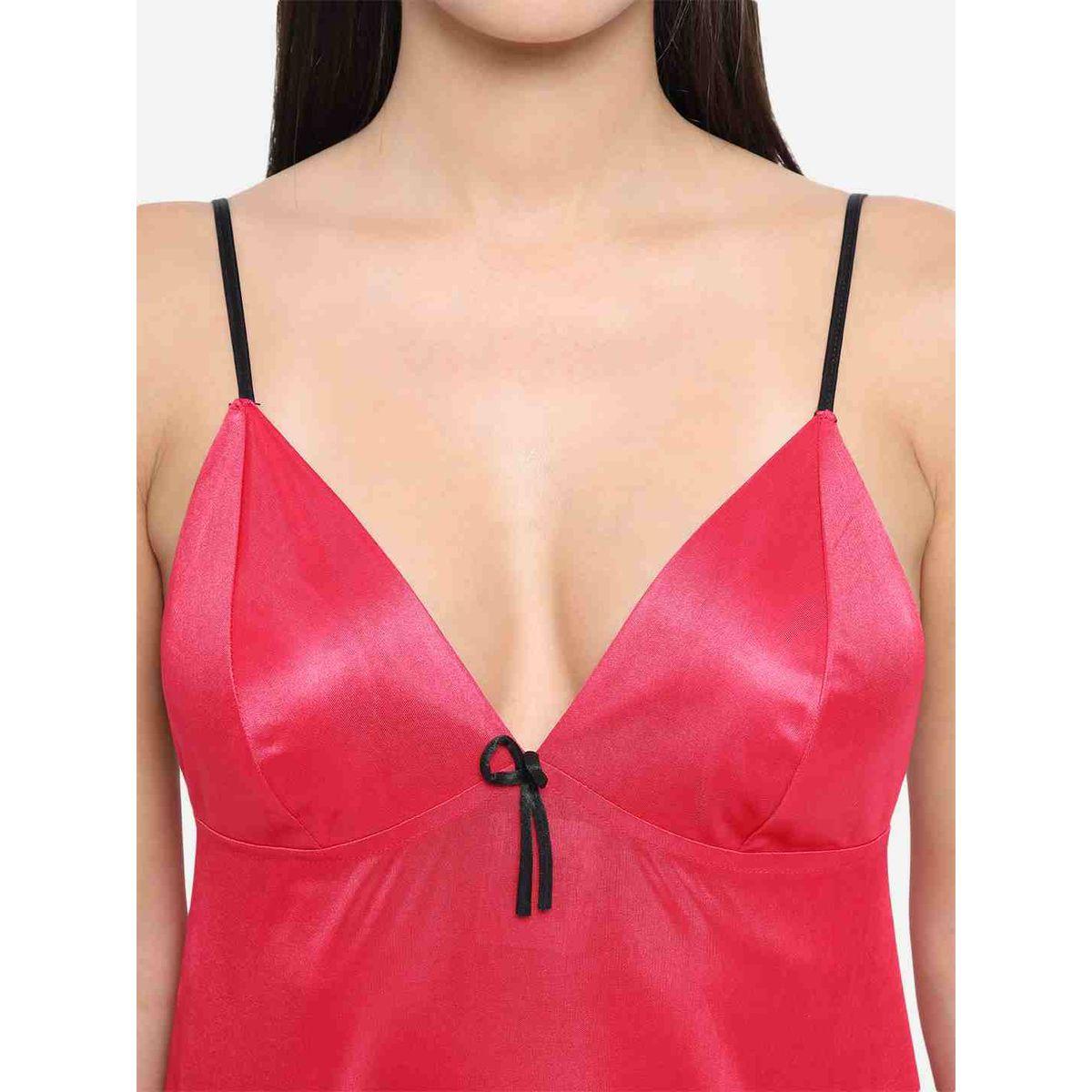KLAMOTTEN Solid V Neck Strappy Satin Babydoll-women-clothing-lingerie-babydollsandbodysuits-image-8