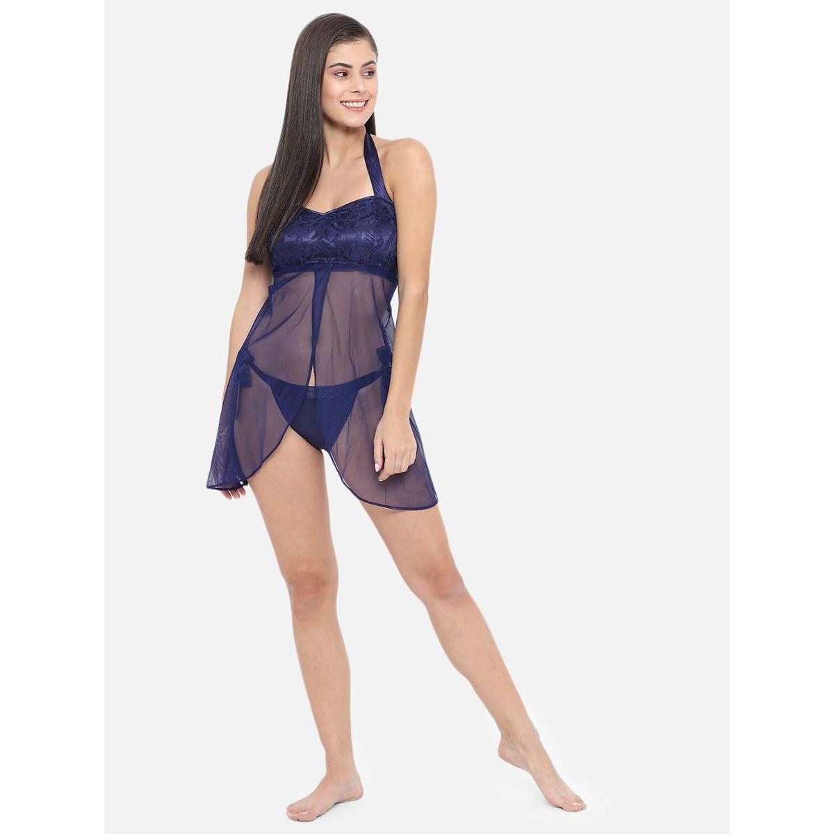 KLAMOTTEN Lace Halter Neck Asymmetric Hem Babydoll-women-clothing-lingerie-babydollsandbodysuits-image-1