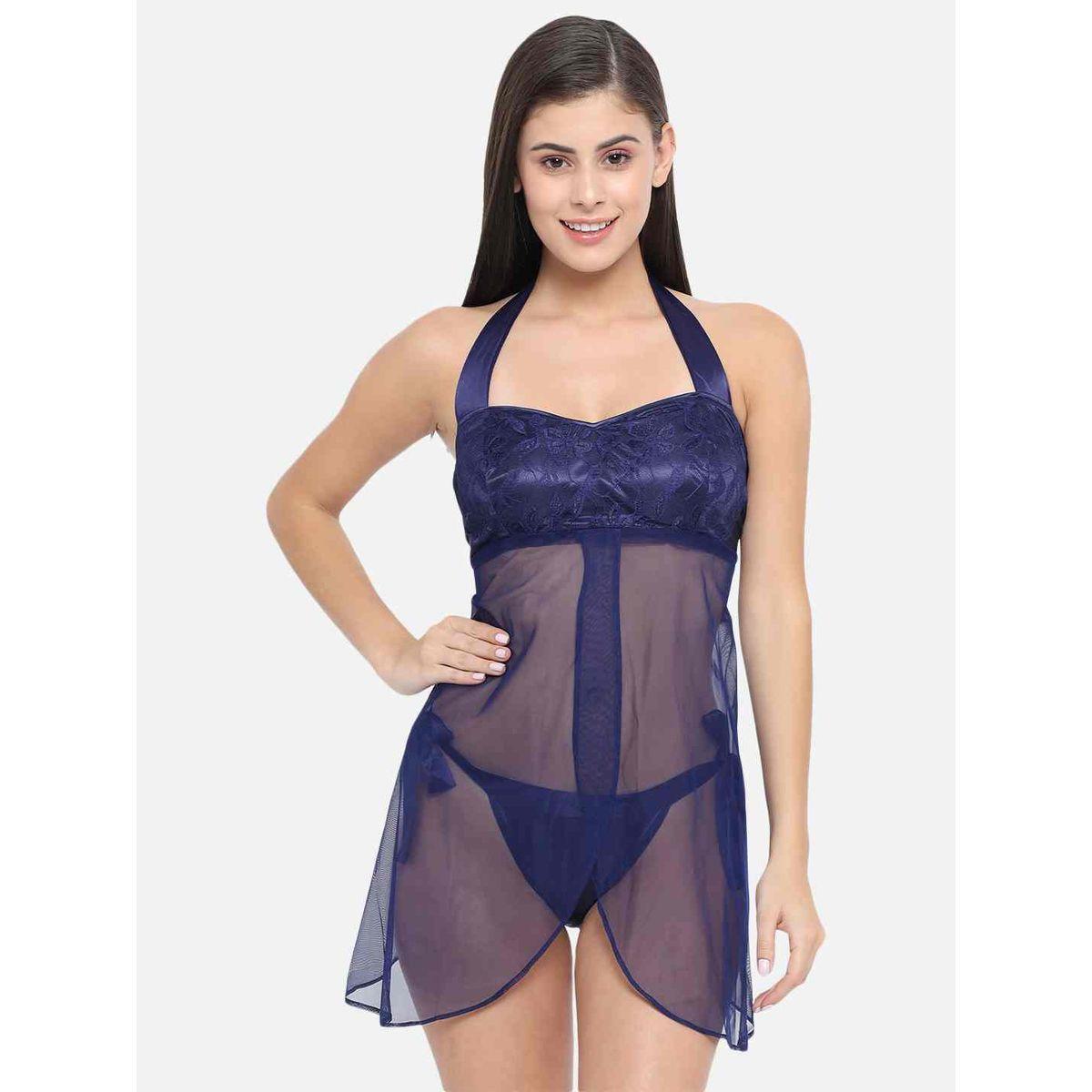 KLAMOTTEN Lace Halter Neck Asymmetric Hem Babydoll-women-clothing-lingerie-babydollsandbodysuits-image-2