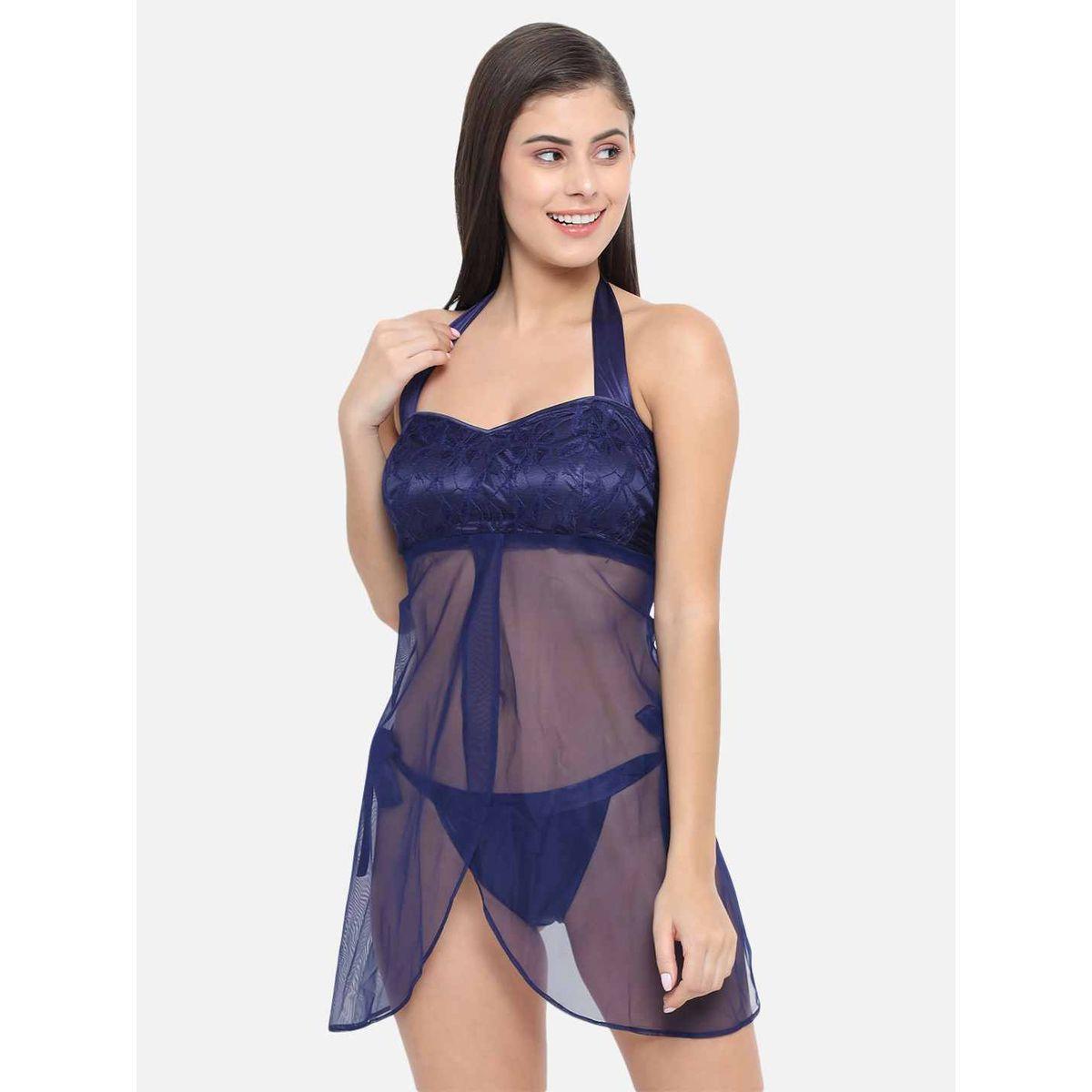 KLAMOTTEN Lace Halter Neck Asymmetric Hem Babydoll-women-clothing-lingerie-babydollsandbodysuits-image-3