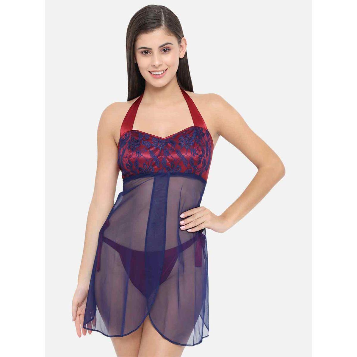 KLAMOTTEN Lace Halter Neck Asymmetric Hem Babydoll-women-clothing-lingerie-babydollsandbodysuits-image-3