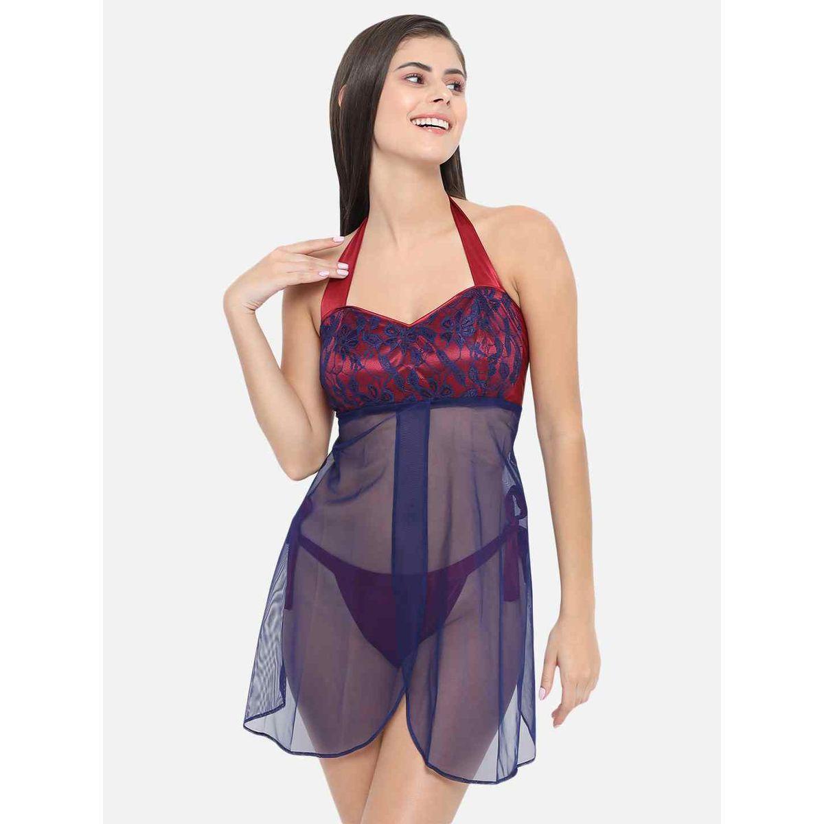 KLAMOTTEN Lace Halter Neck Asymmetric Hem Babydoll-women-clothing-lingerie-babydollsandbodysuits-image-4