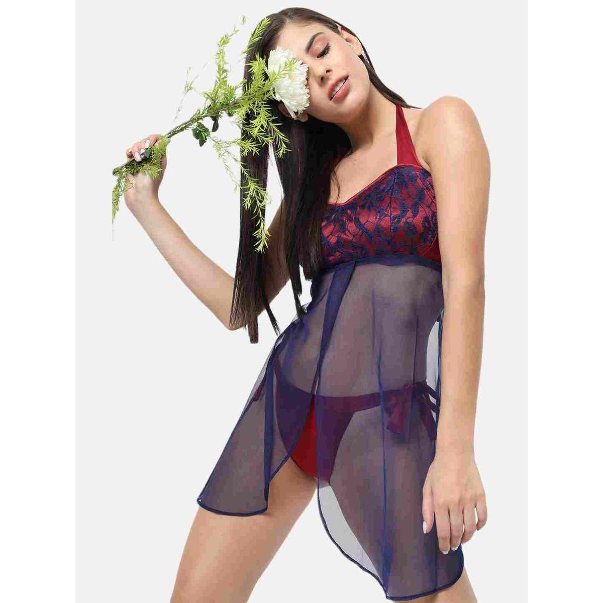 KLAMOTTEN Lace Halter Neck Asymmetric Hem Babydoll-women-clothing-lingerie-babydollsandbodysuits-image-9