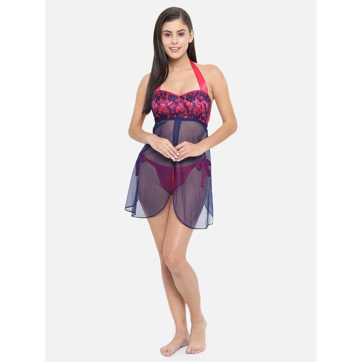 KLAMOTTEN Lace Halter Neck Asymmetric Hem Babydoll-women-clothing-lingerie-babydollsandbodysuits-image-3