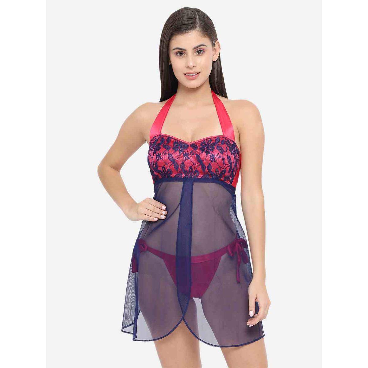 KLAMOTTEN Lace Halter Neck Asymmetric Hem Babydoll-women-clothing-lingerie-babydollsandbodysuits-image-5