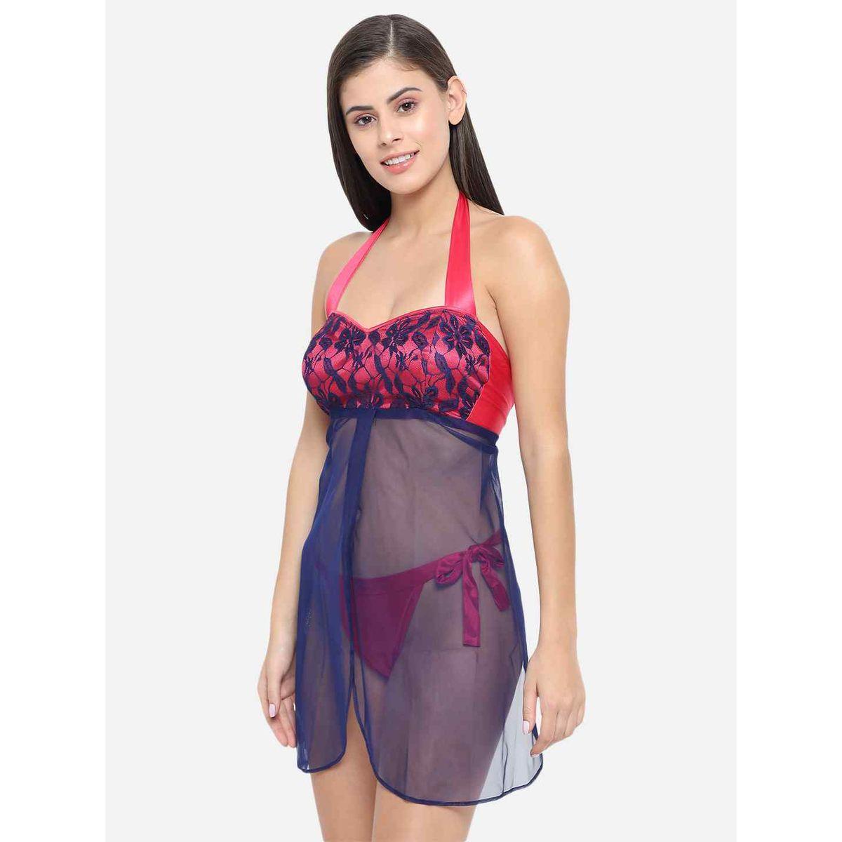KLAMOTTEN Lace Halter Neck Asymmetric Hem Babydoll-women-clothing-lingerie-babydollsandbodysuits-image-6