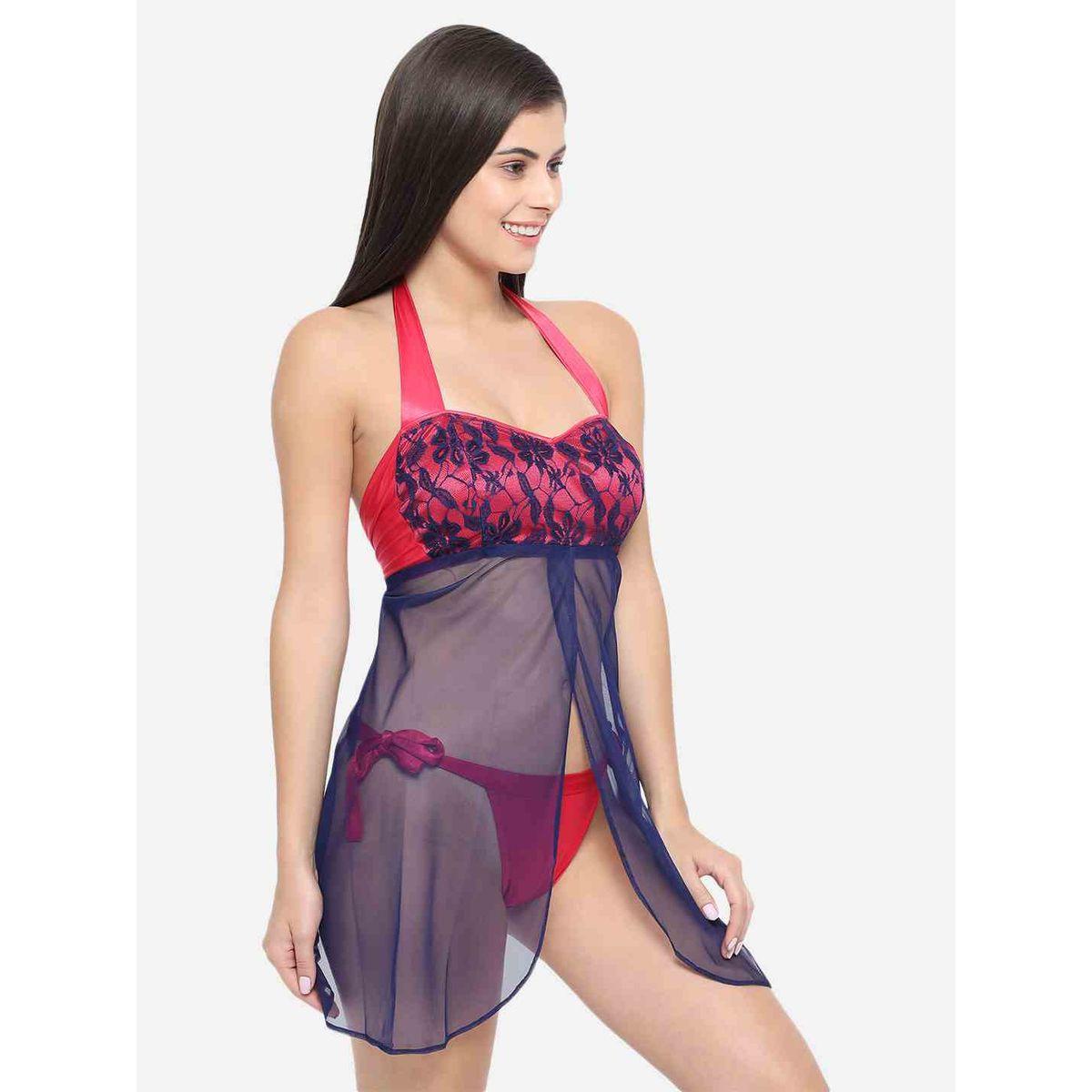 KLAMOTTEN Lace Halter Neck Asymmetric Hem Babydoll-women-clothing-lingerie-babydollsandbodysuits-image-7
