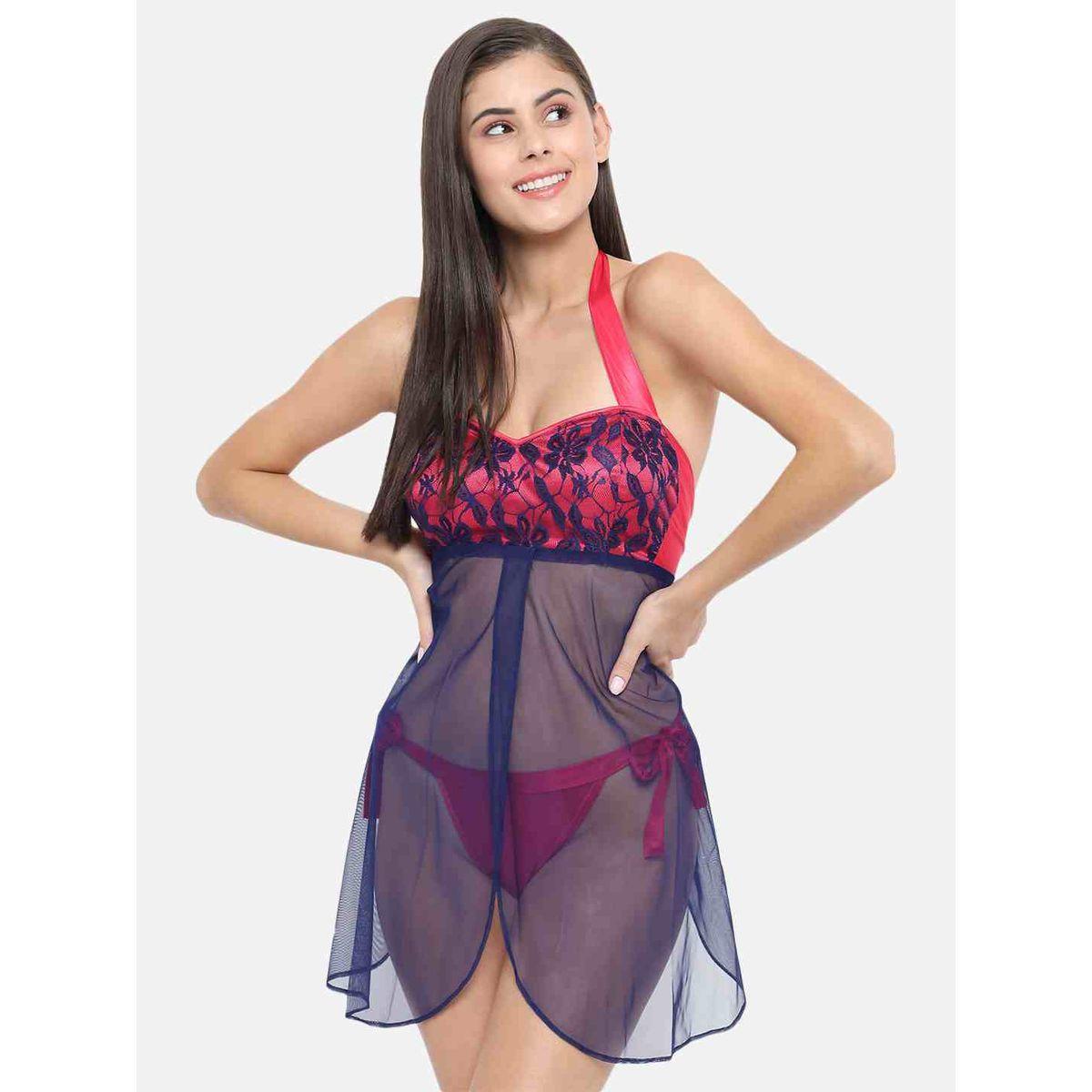 KLAMOTTEN Lace Halter Neck Asymmetric Hem Babydoll-women-clothing-lingerie-babydollsandbodysuits-image-8