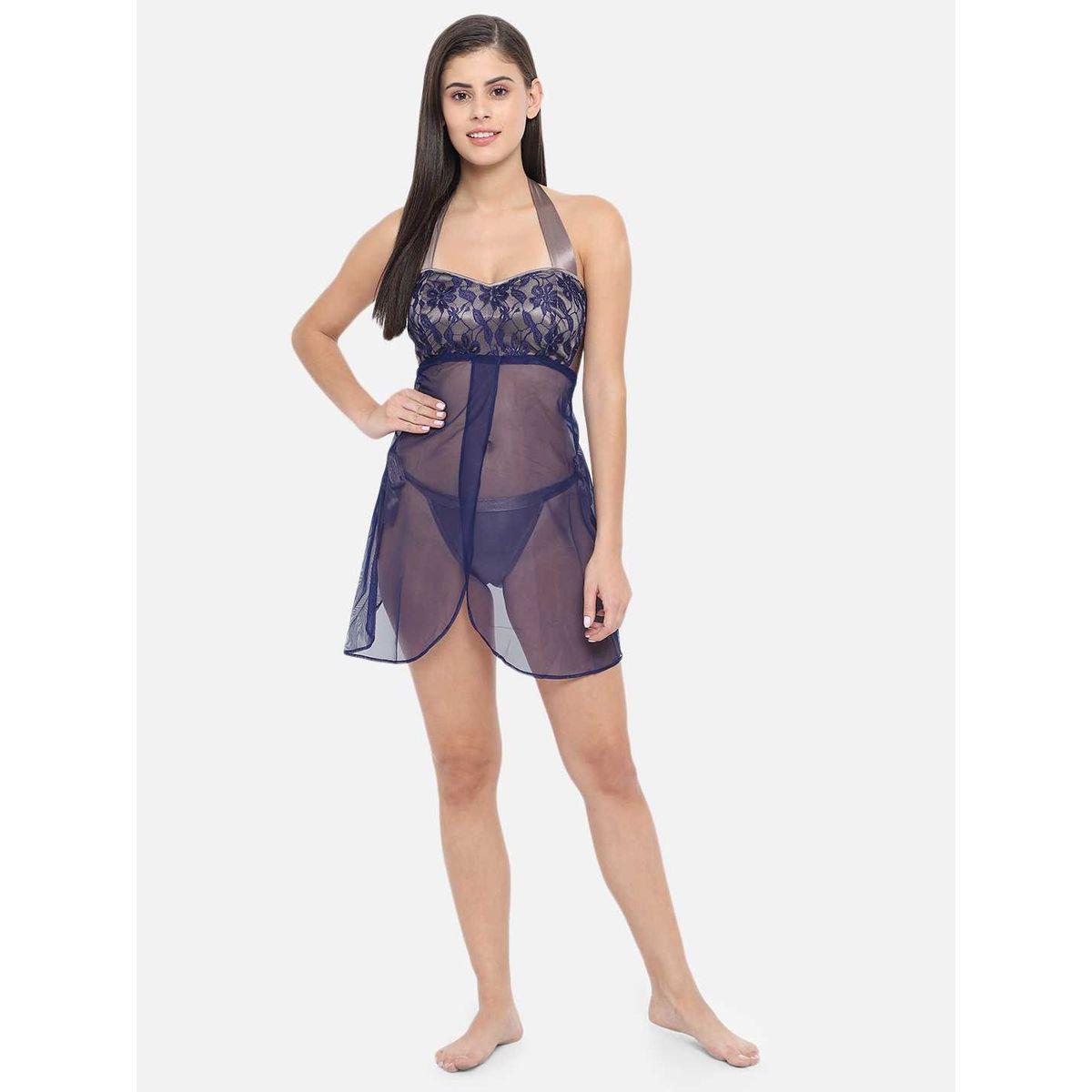 KLAMOTTEN Lace Halter Neck Asymmetric Hem Babydoll-women-clothing-lingerie-babydollsandbodysuits-image-3