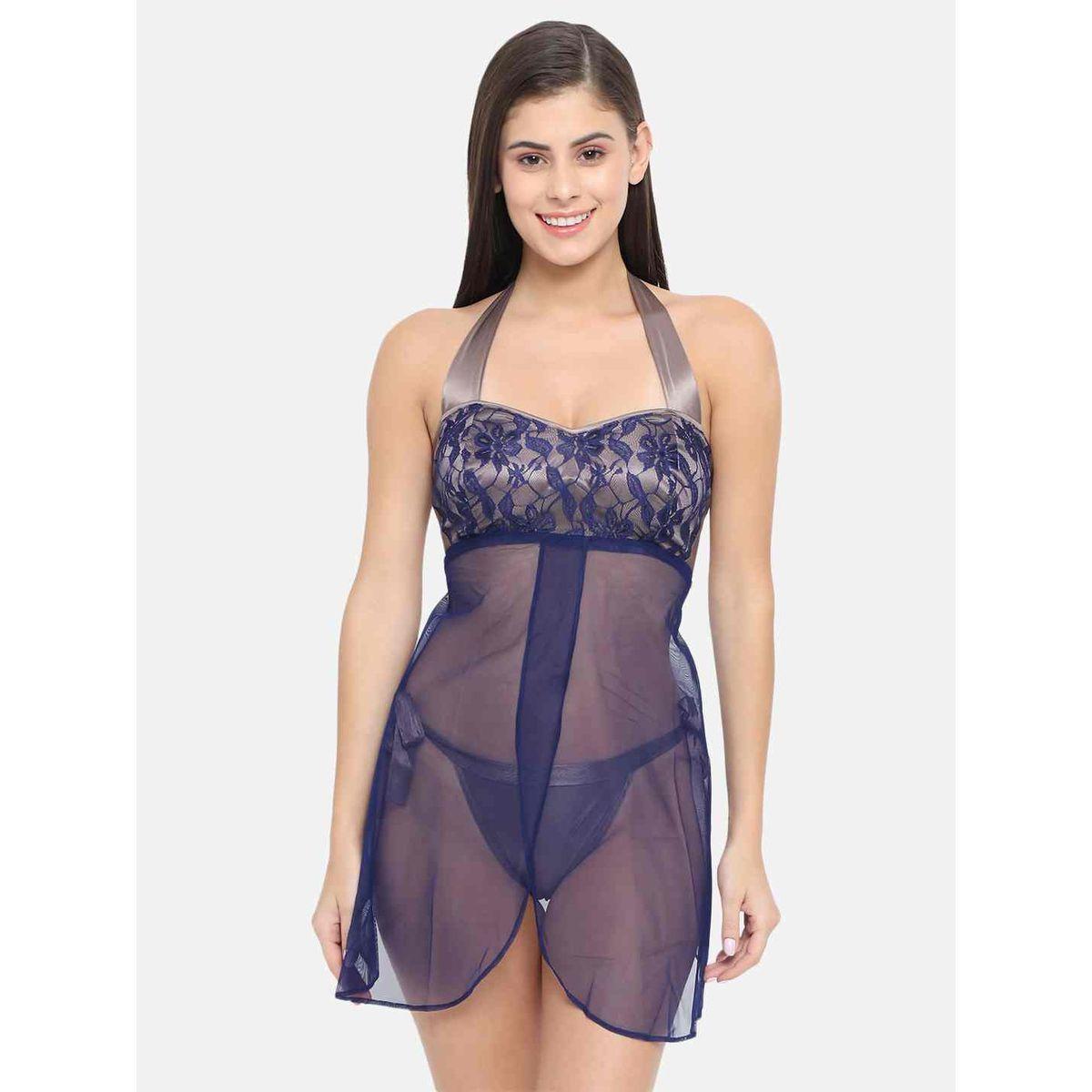 KLAMOTTEN Lace Halter Neck Asymmetric Hem Babydoll-women-clothing-lingerie-babydollsandbodysuits-image-4