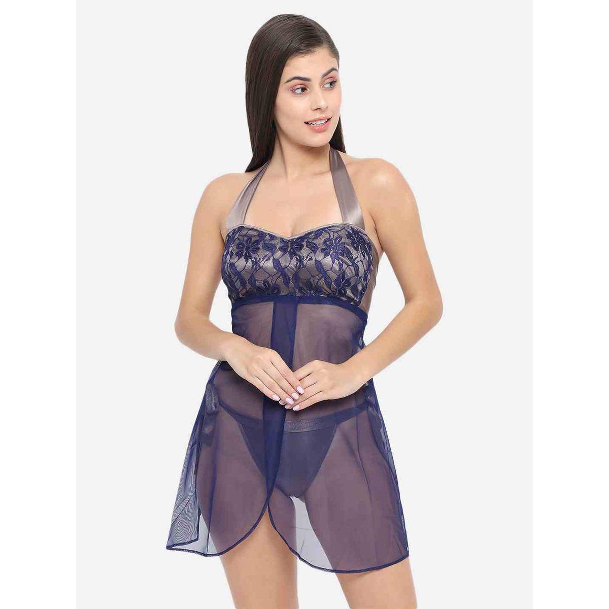 KLAMOTTEN Lace Halter Neck Asymmetric Hem Babydoll-women-clothing-lingerie-babydollsandbodysuits-image-5