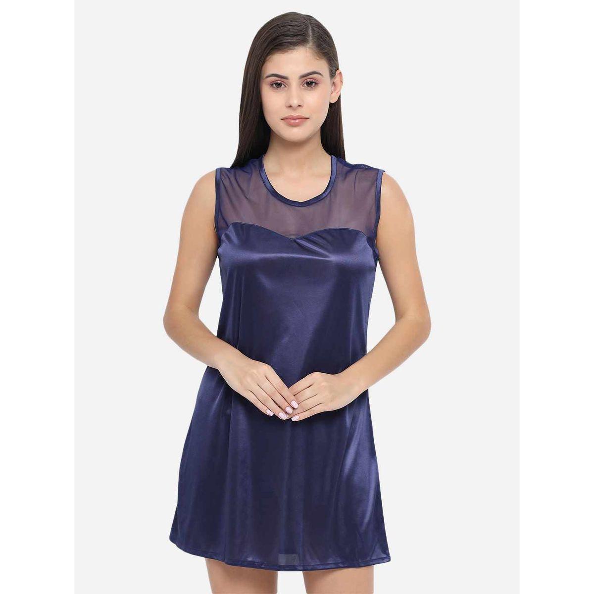 KLAMOTTEN Solid Illusion Neckline Satin Babydoll-women-clothing-lingerie-babydollsandbodysuits-image-3