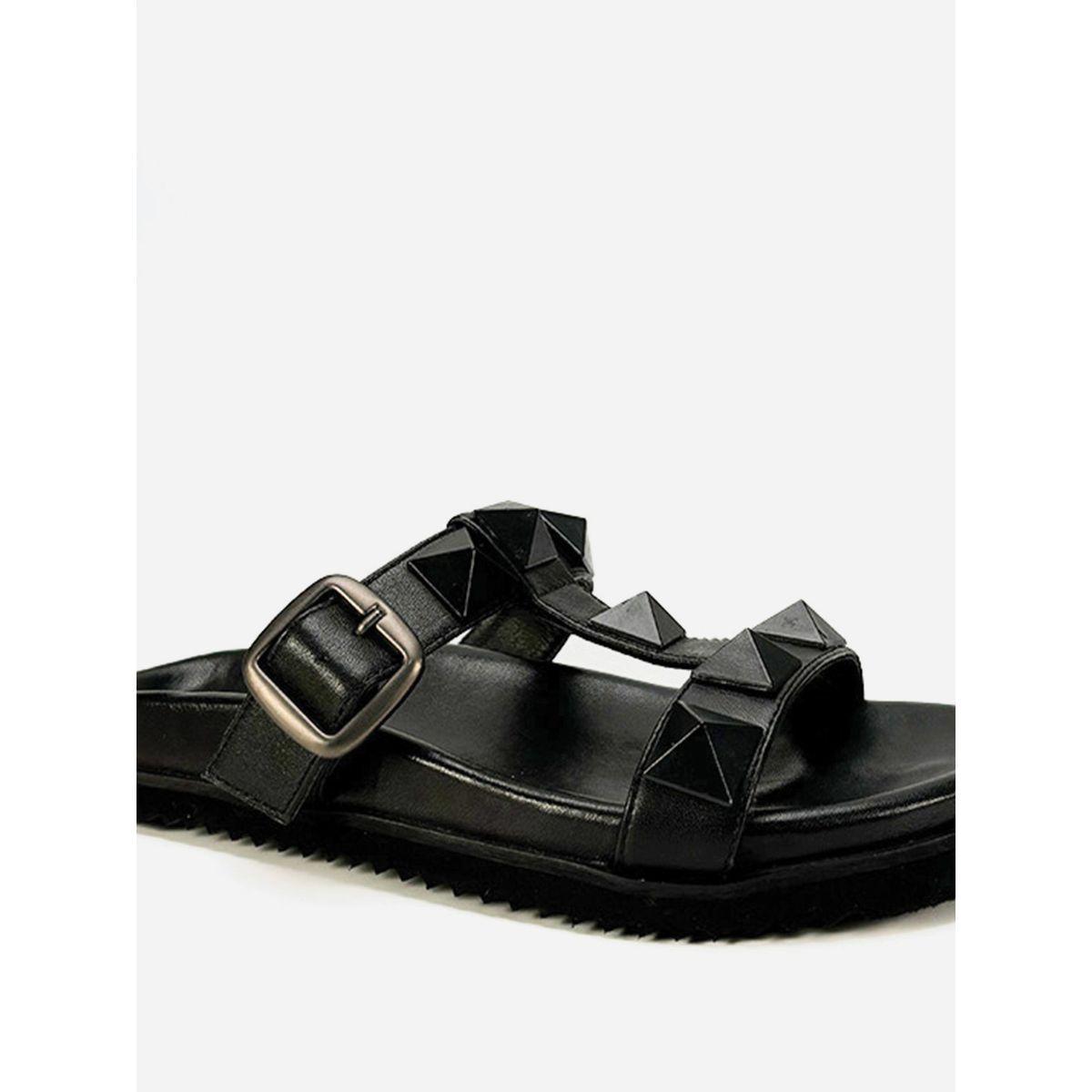 Heel Your Sole X Styli Pyramid Studded Slides with Buckle Detail-women-shoes-flipflopsandslides-image-5