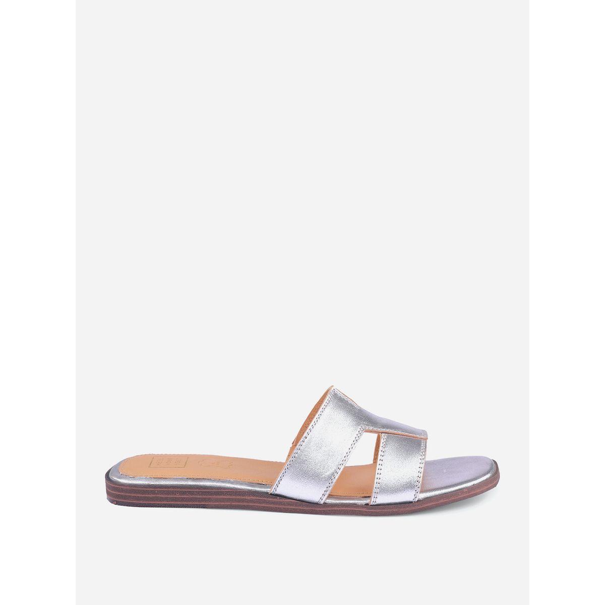 Heel Your Sole X Styli Metallic Design Open Toe Flat Sandals-women-shoes-sandals-flats-image-1