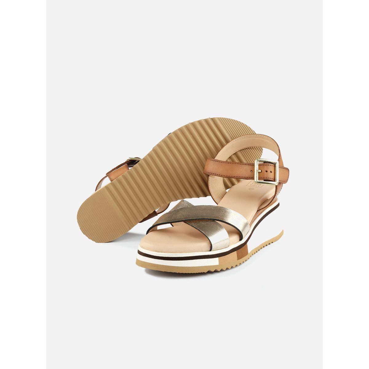 Heel Your Sole X Styli Metallic Criss Cross Strap Wedge Heel Sandals-women-shoes-heels-image-7