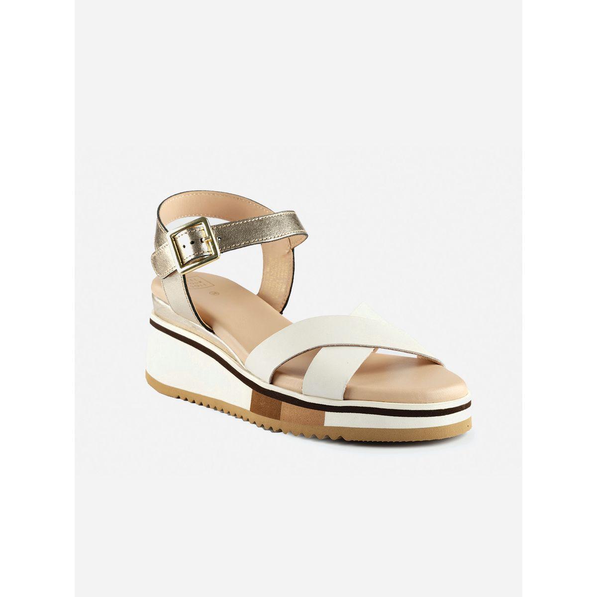 Heel Your Sole X Styli Metallic Criss Cross Strap Wedge Heel Sandals-women-shoes-heels-image-4