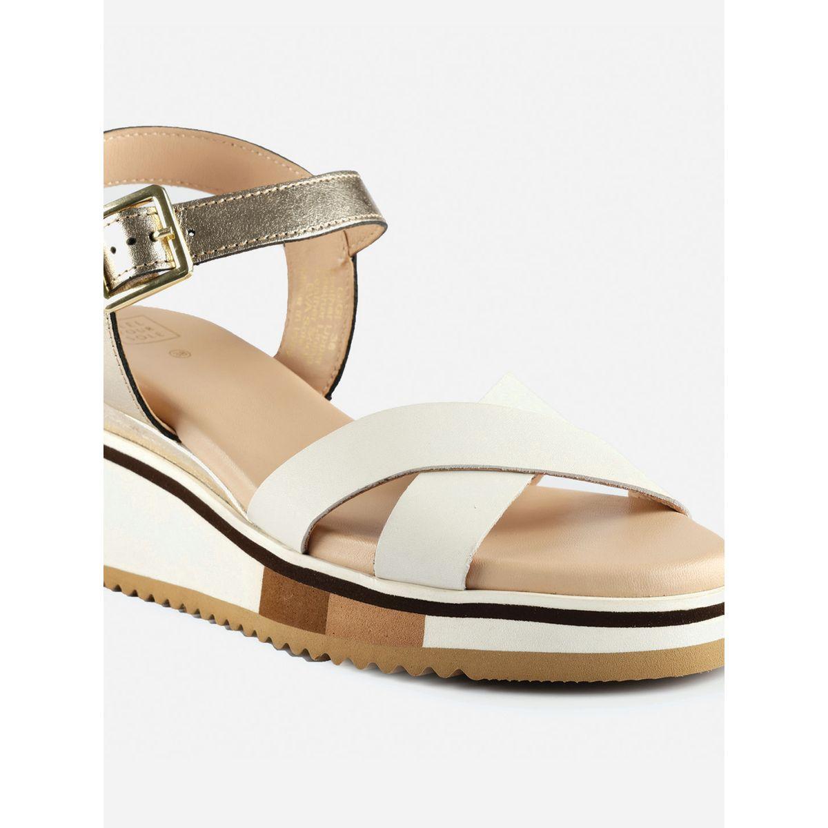 Heel Your Sole X Styli Metallic Criss Cross Strap Wedge Heel Sandals-women-shoes-heels-image-5