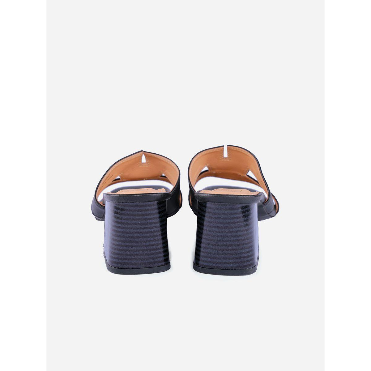 Heel Your Sole X Styli Women Black Plain Leather Block Heel Sandals-women-shoes-heels-image-5