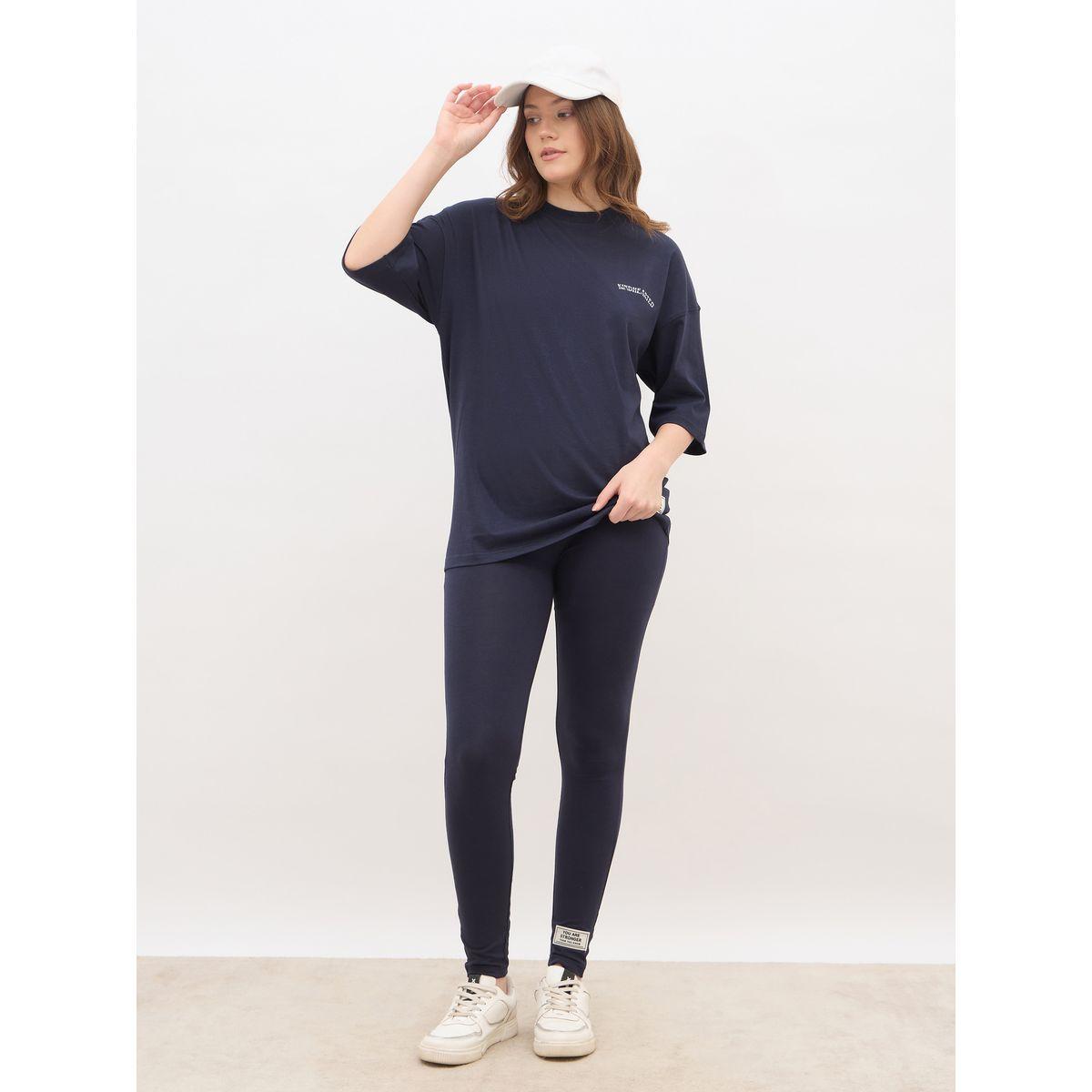 Styli Oversized Slogan T-Shirt and Leggings Co-Ords-women-clothing-coordsets-image-1