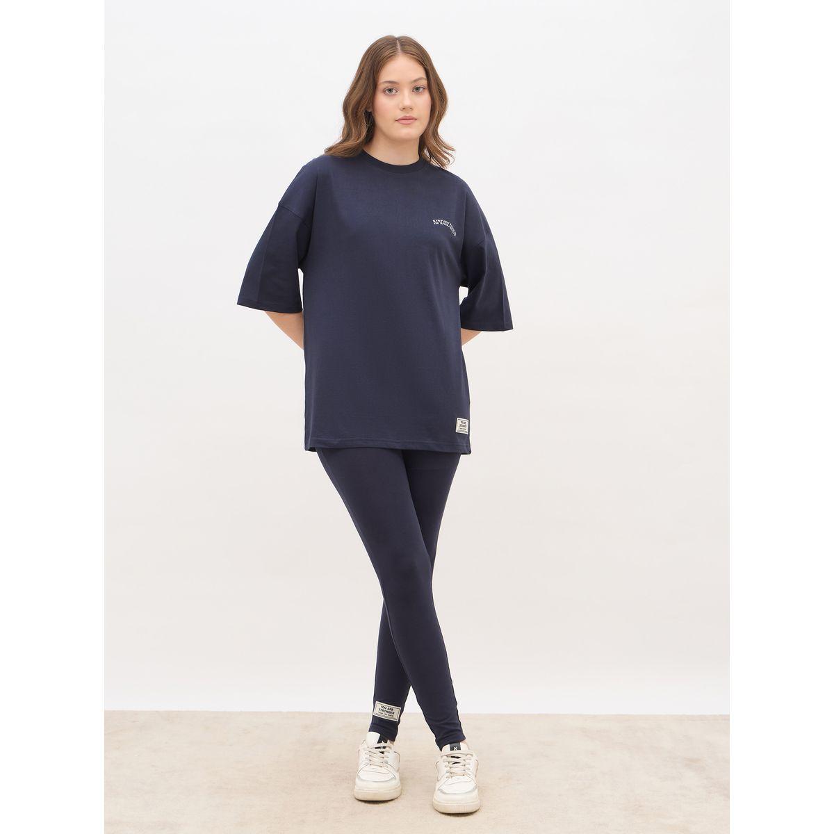 Styli Oversized Slogan T-Shirt and Leggings Co-Ords-women-clothing-coordsets-image-2