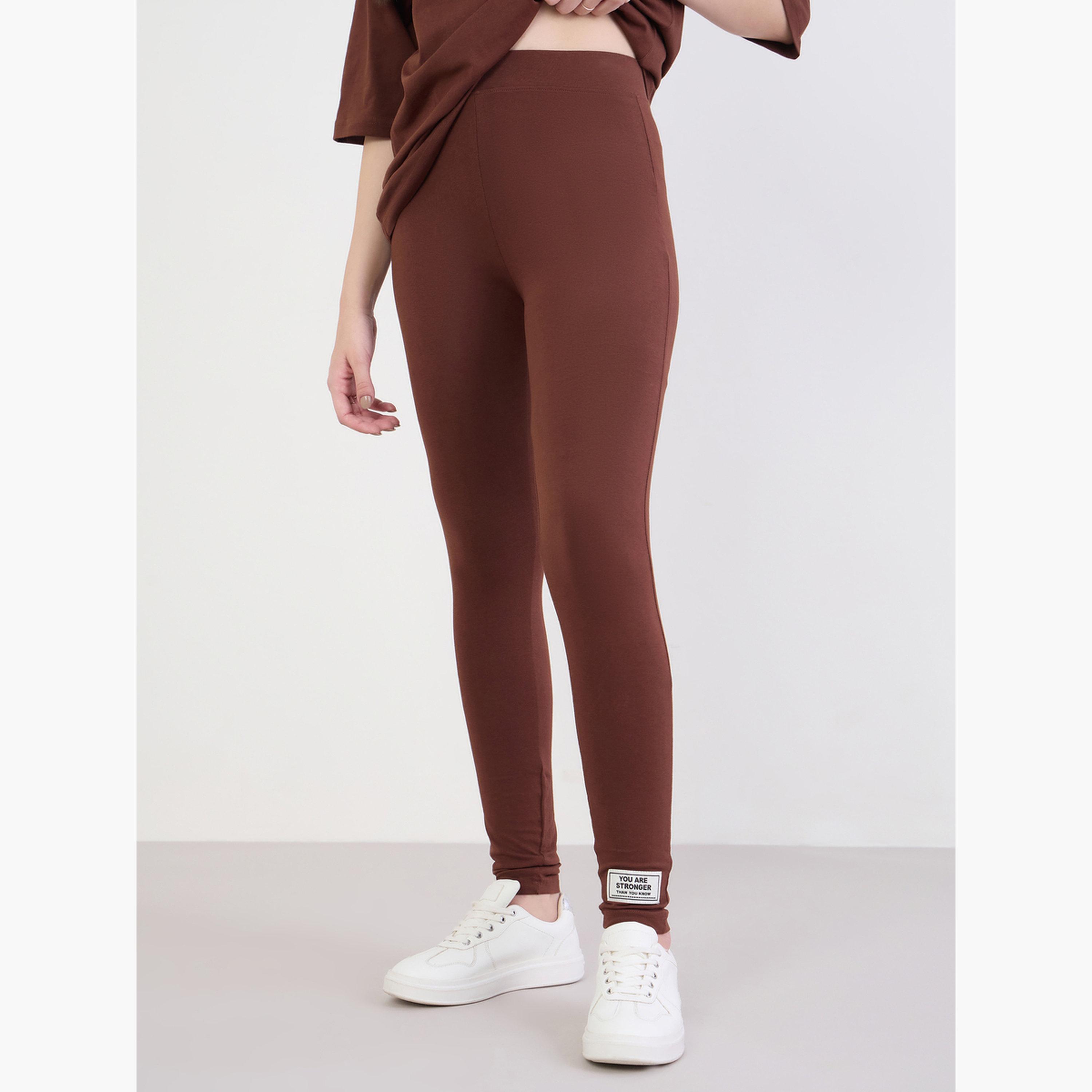 Styli Women Brown Oversized T-Shirt and Leggings Co-Ords-women-clothing-coordsets-image-4