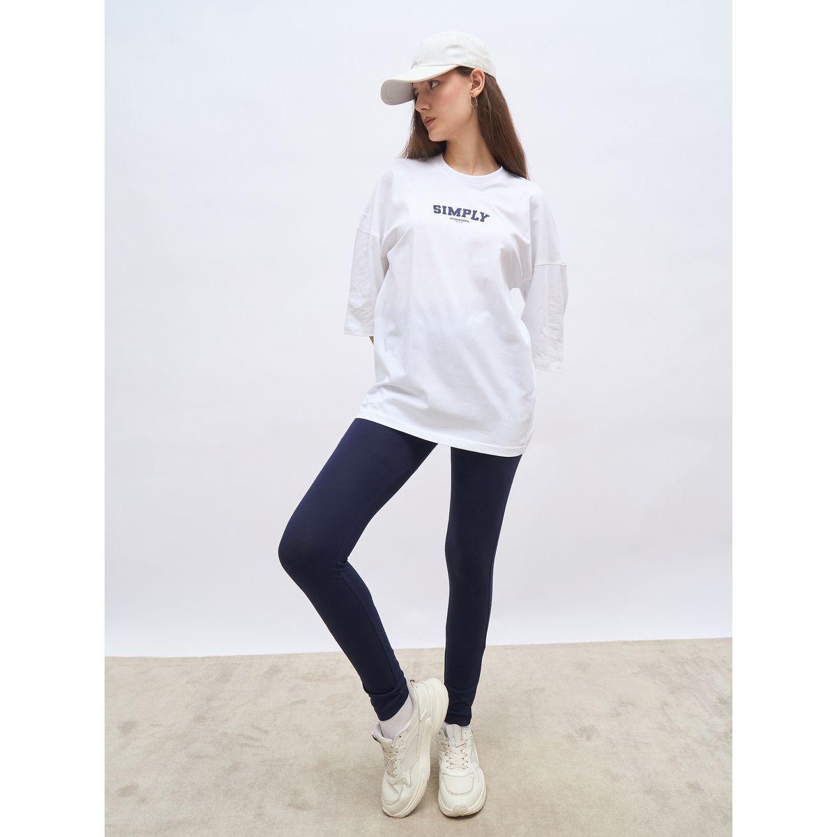 Styli Oversized T-Shirt and Badge Print Leggings Set-women-clothing-coordsets-image-1