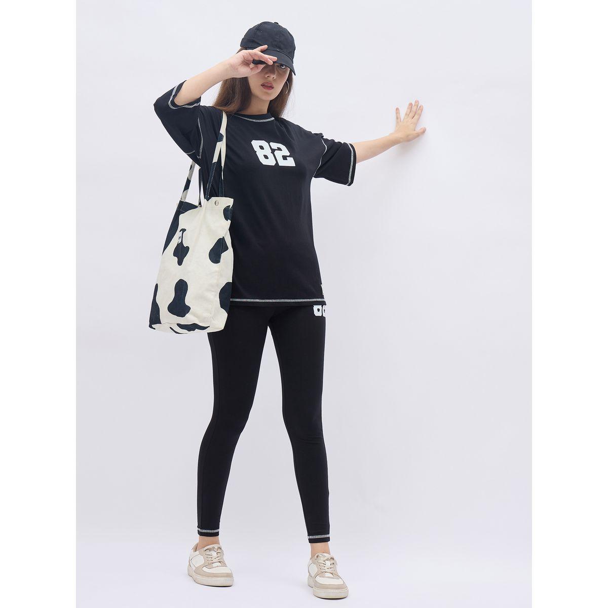 طقم منسق من ليقنز وتيشيرت فضفاض بطبعة جرافيك-women-clothing-coordsets-image-1