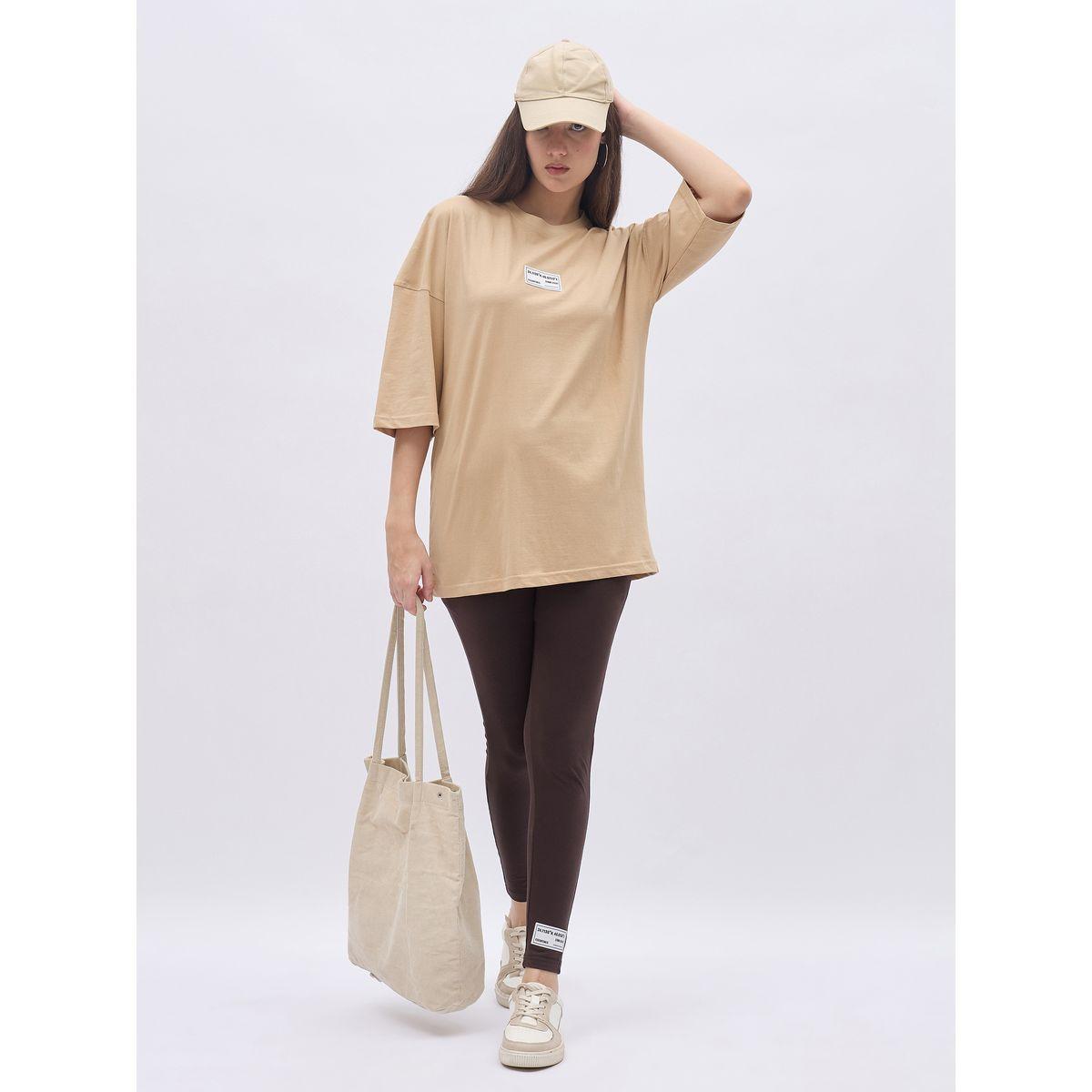 Styli Oversized T-Shirt and Badge Detail Leggings Co-Ords-women-clothing-coordsets-image-1