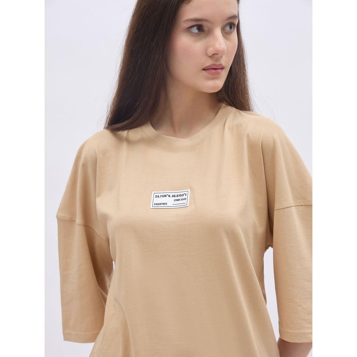 Styli Oversized T-Shirt and Badge Detail Leggings Co-Ords-women-clothing-coordsets-image-4