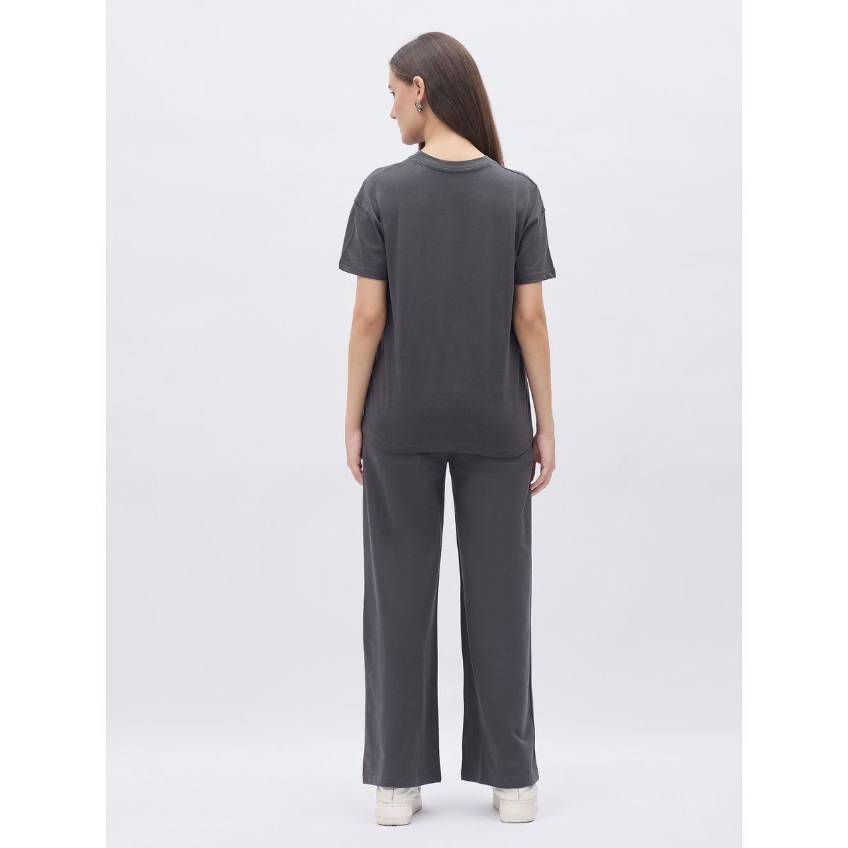 Styli Charcoal Graphic Boxy T-Shirt and Wide Leg Joggers Co-Ords-women-clothing-coordsets-image-5
