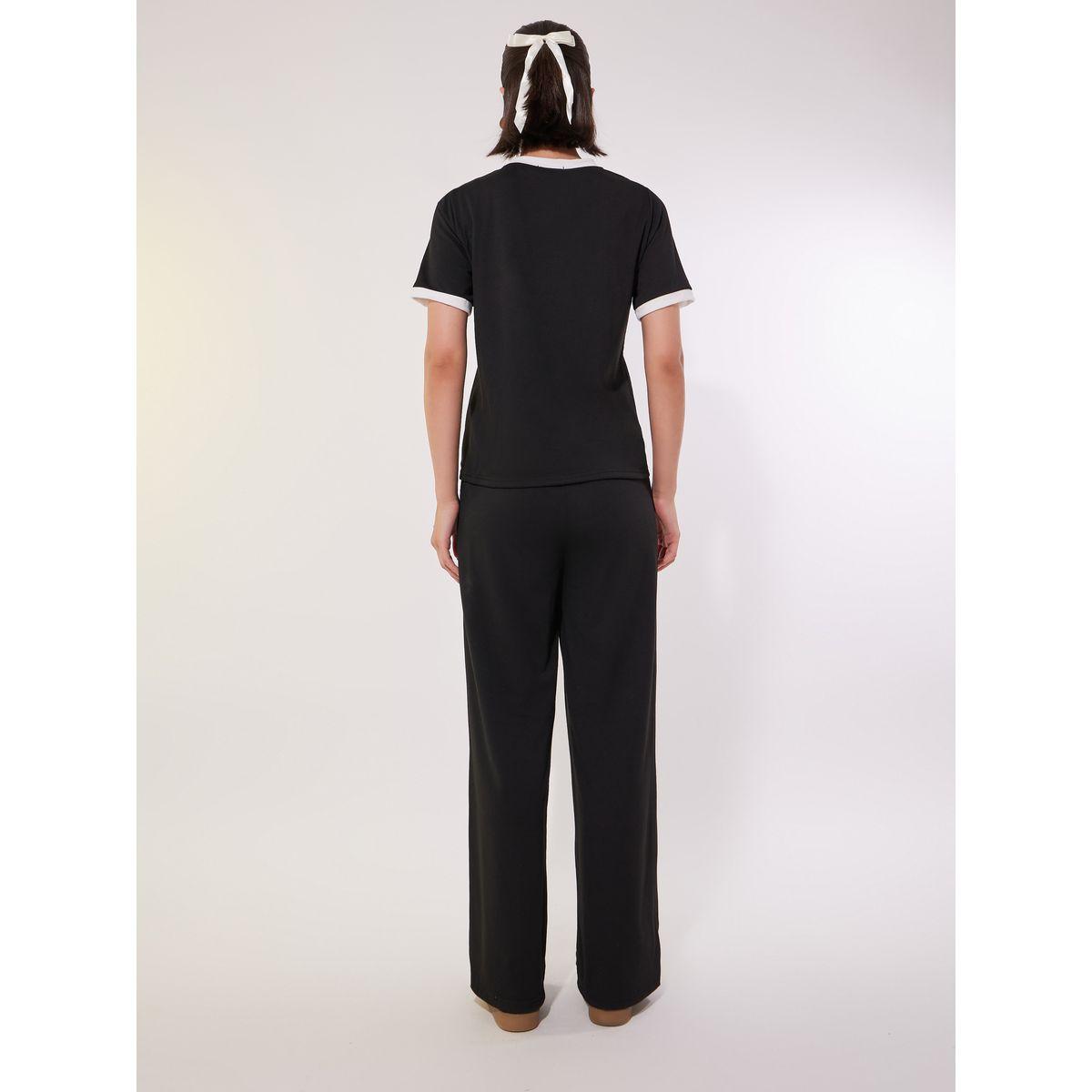 Styli Contrast Trim Short Sleeve T-Shirt and Pants Co-Ords-women-clothing-coordsets-image-7