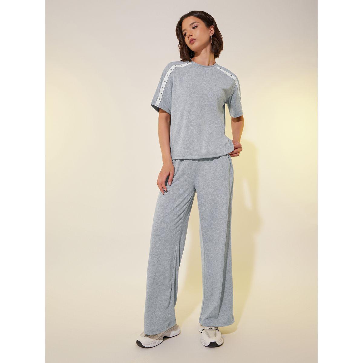 Styli Studded Web Detail Short Sleeve T-Shirt and Pants Co-Ords-women-clothing-coordsets-image-2