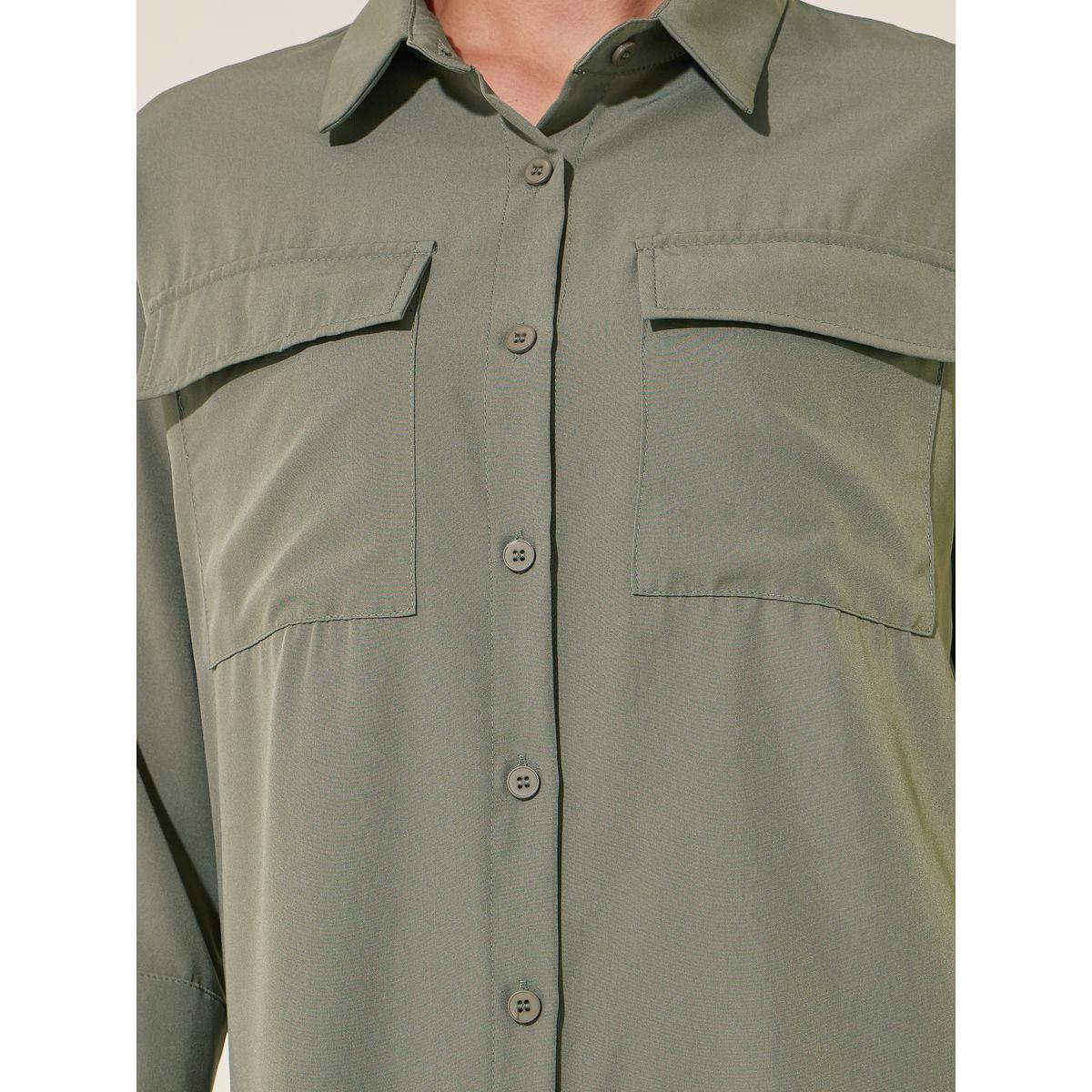 Styli Solid 3/4 Sleeve Pocket Detail Shirt and Pants Co-Ords-women-clothing-coordsets-image-4