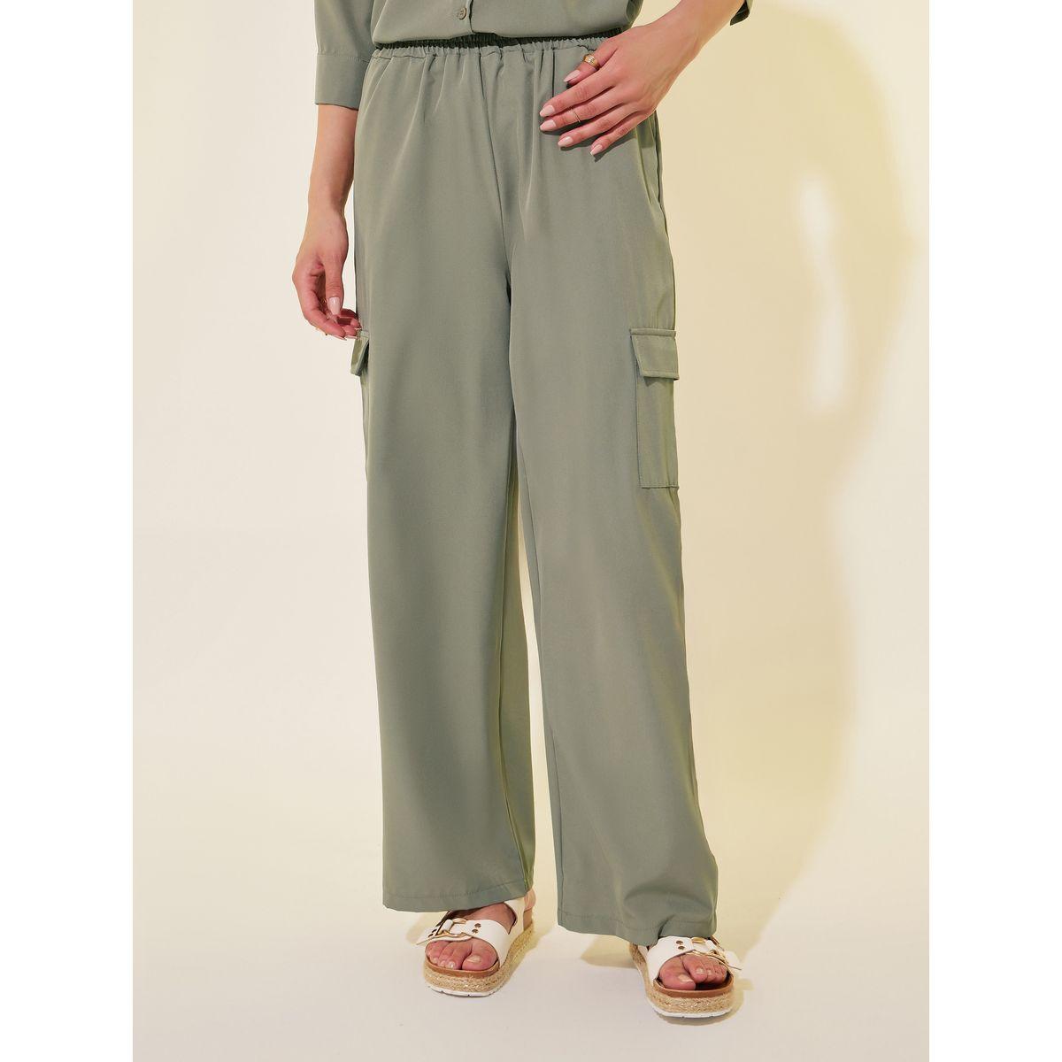 Styli Solid 3/4 Sleeve Pocket Detail Shirt and Pants Co-Ords-women-clothing-coordsets-image-5