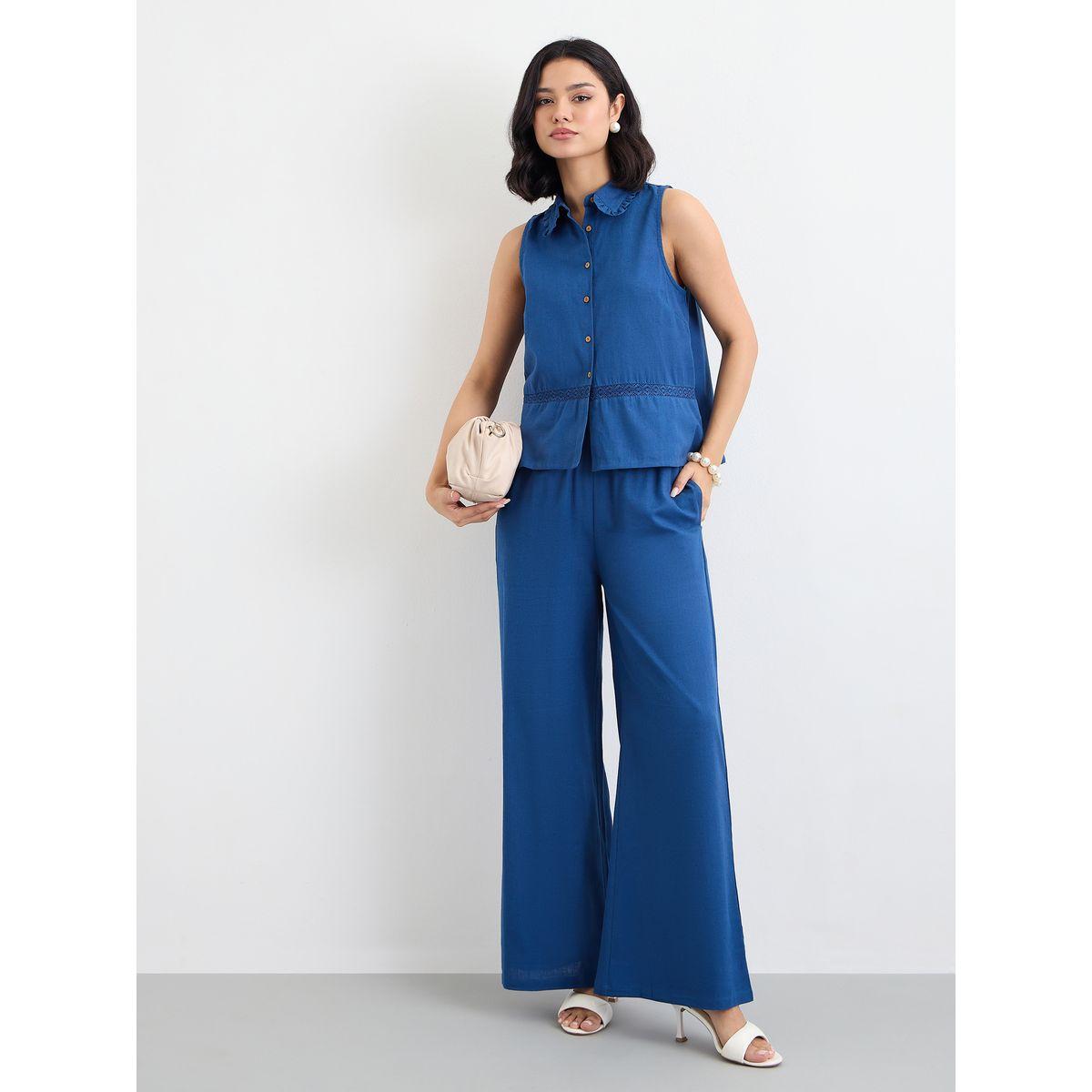 طقم منسق من بنطال بقصة أرجل واسعة وبلوزة-women-clothing-coordsets-image-1