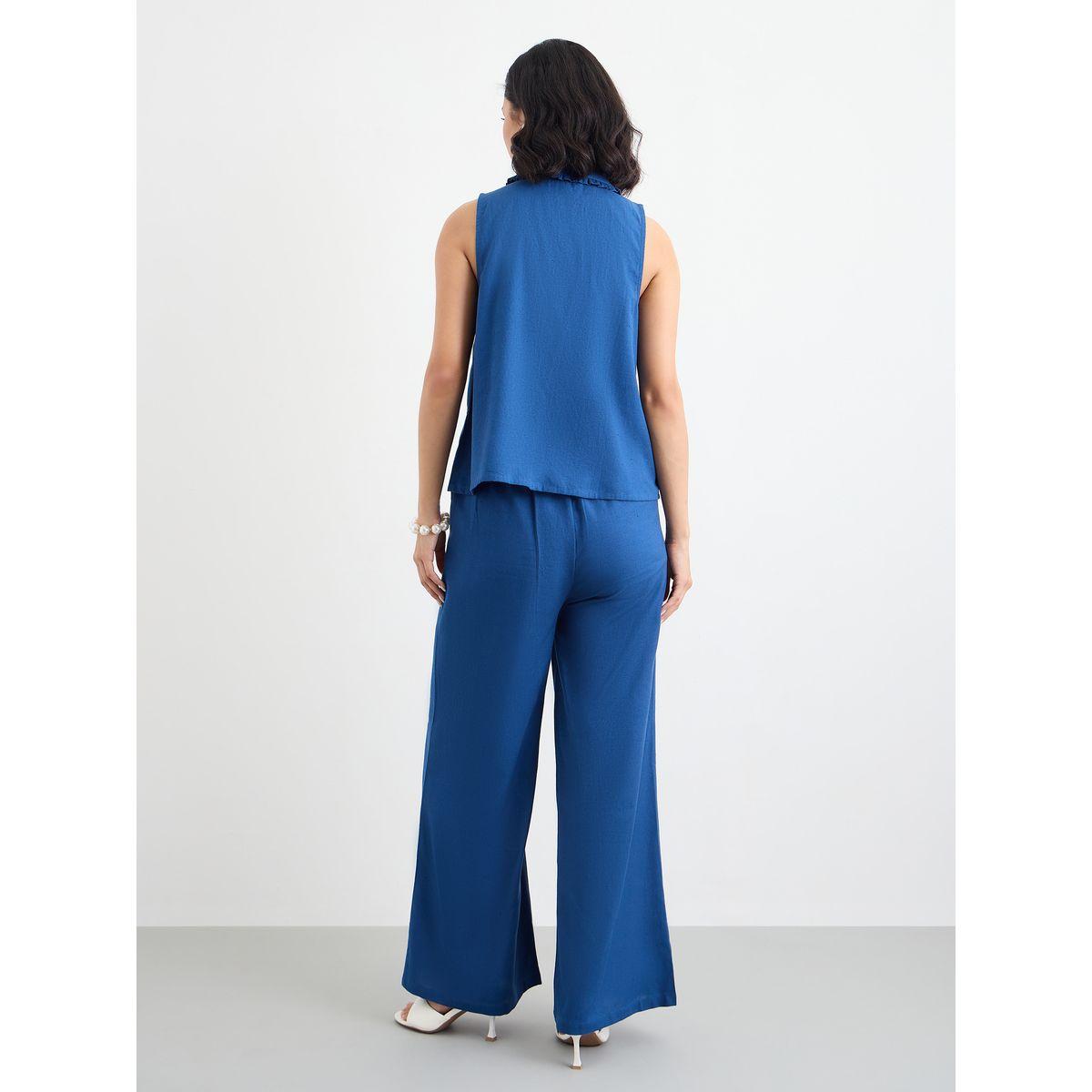طقم منسق من بنطال بقصة أرجل واسعة وبلوزة-women-clothing-coordsets-image-4