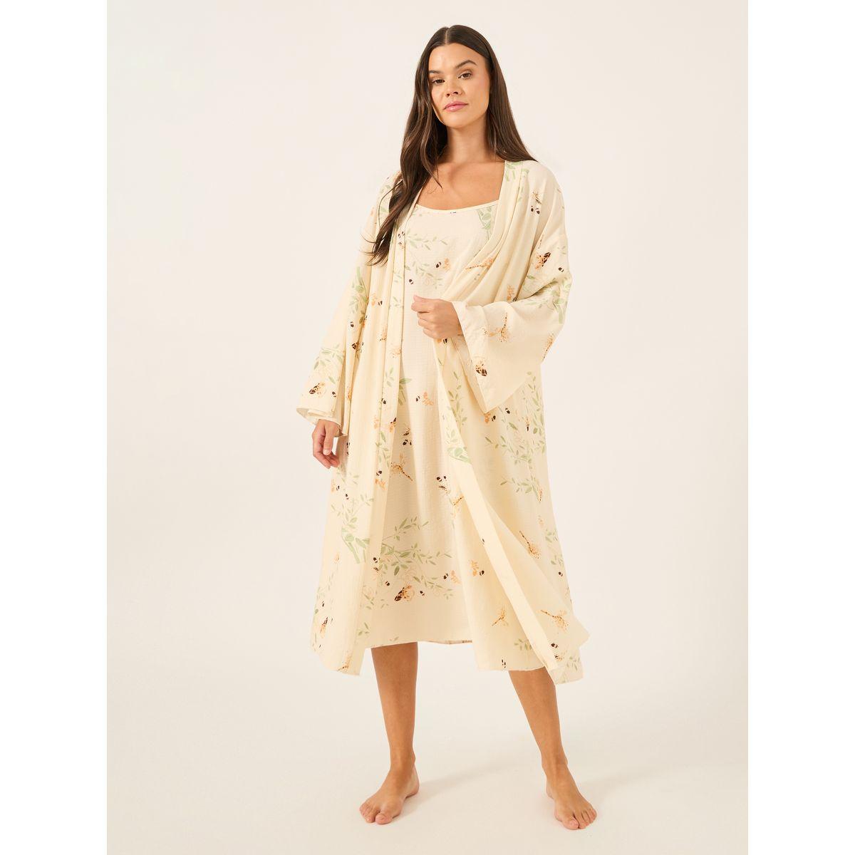 Styli Floral Print Strappy Slip Dress and Robe Set-women-clothing-nightwear-robes-image-1