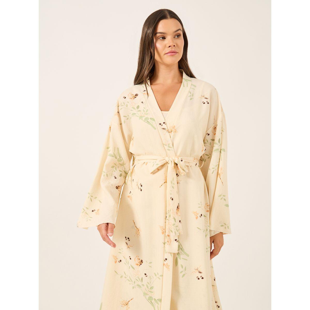 Styli Floral Print Strappy Slip Dress and Robe Set-women-clothing-nightwear-robes-image-4