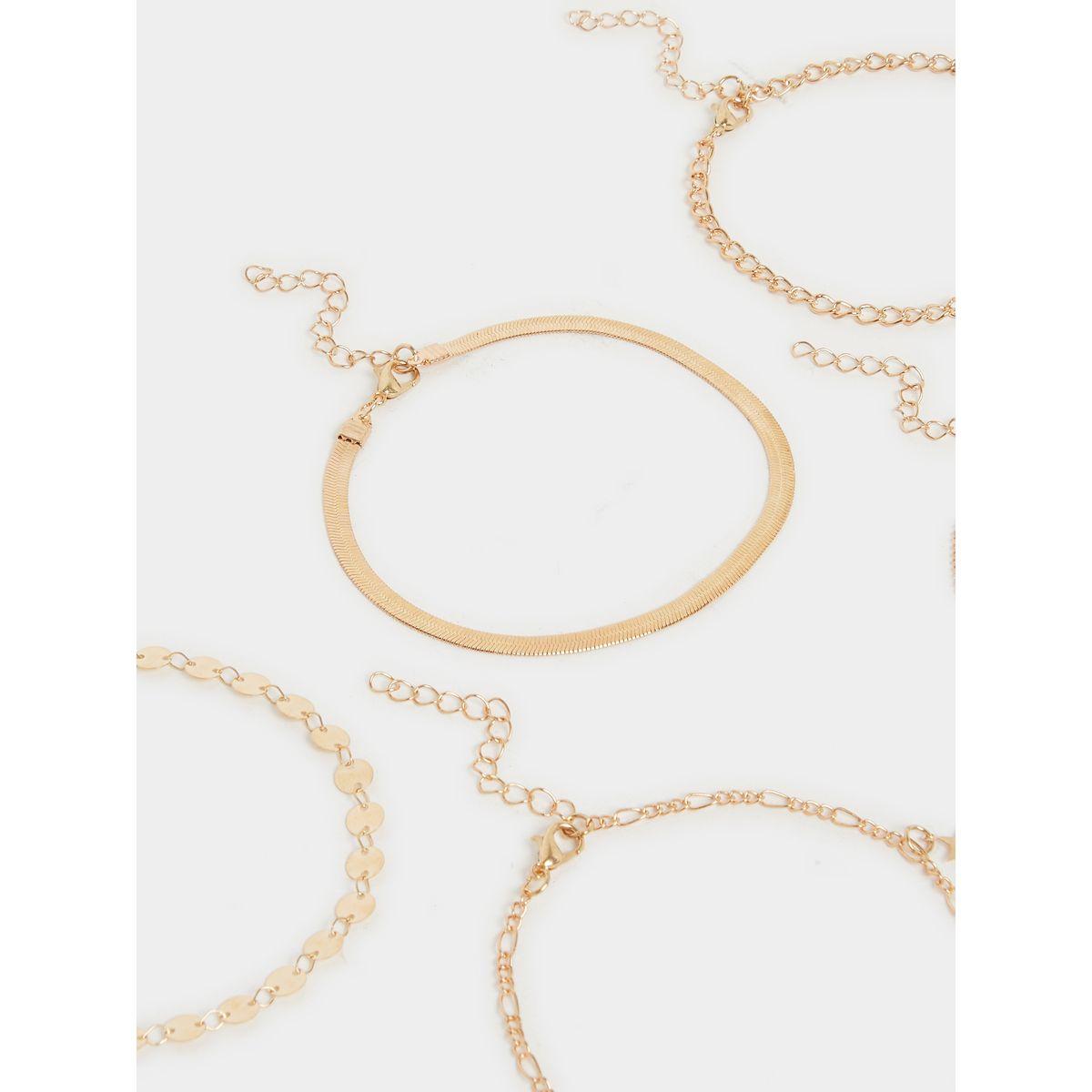 مجموعة من 5 خلاخيل بمشبك إغلاق لوبستر-women-watchesandjewellery-jewellery-anklets-image-4