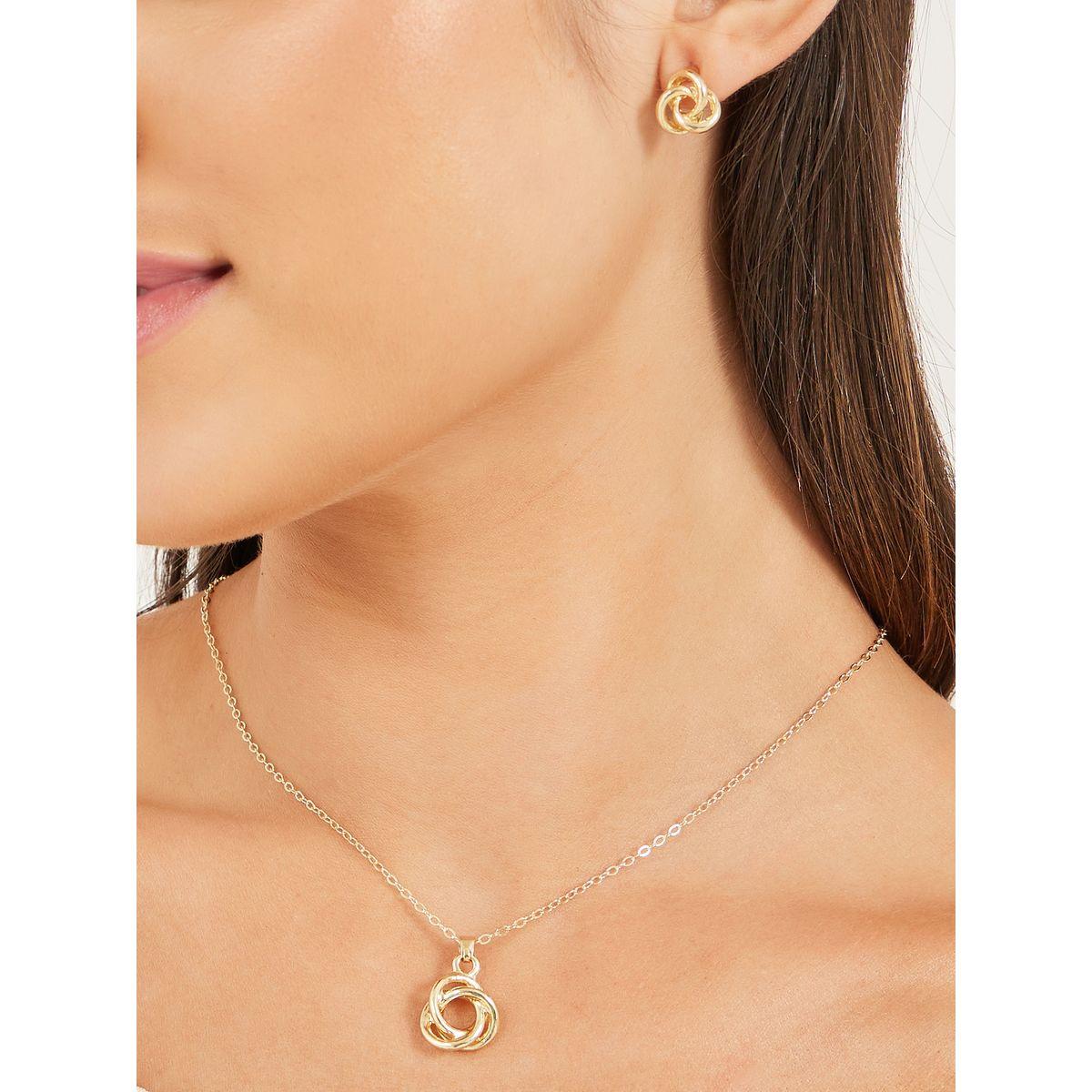 Styli Infinity Pendant Necklace and Stud Earrings Set-women-watchesandjewellery-jewellery-jewellerysets-image-1