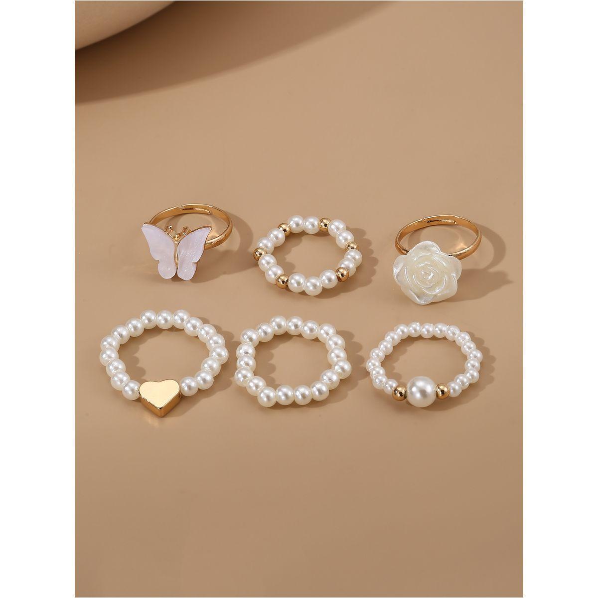 Styli Set of 6 - Faux Pearl Rings-women-watchesandjewellery-jewellery-rings-image-5