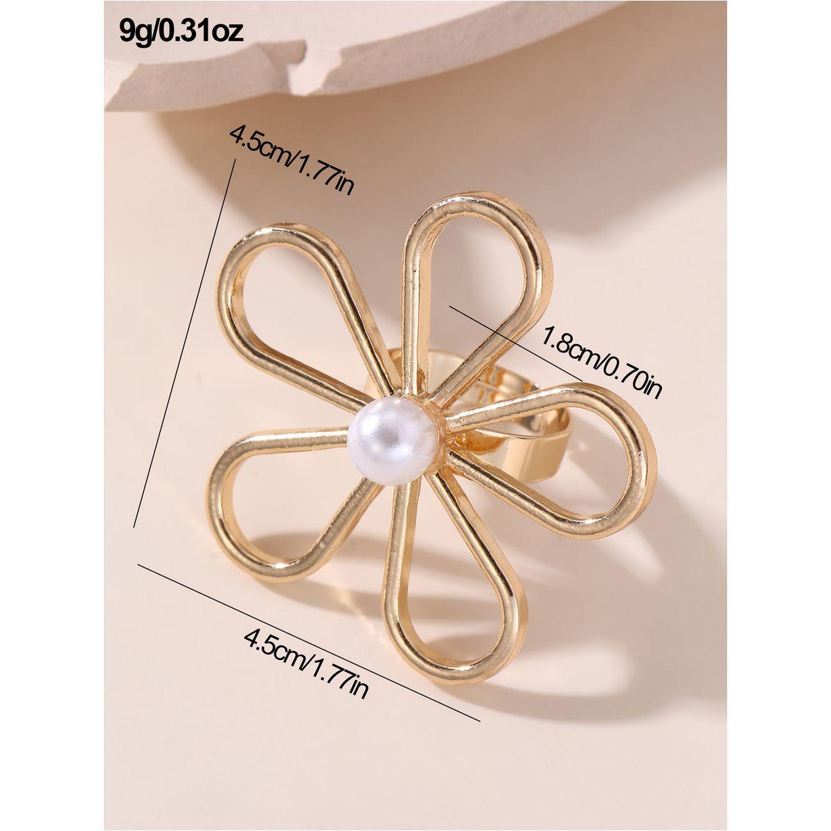 Styli Faux Pearl Embellished Flower Ring-women-watchesandjewellery-jewellery-rings-image-5