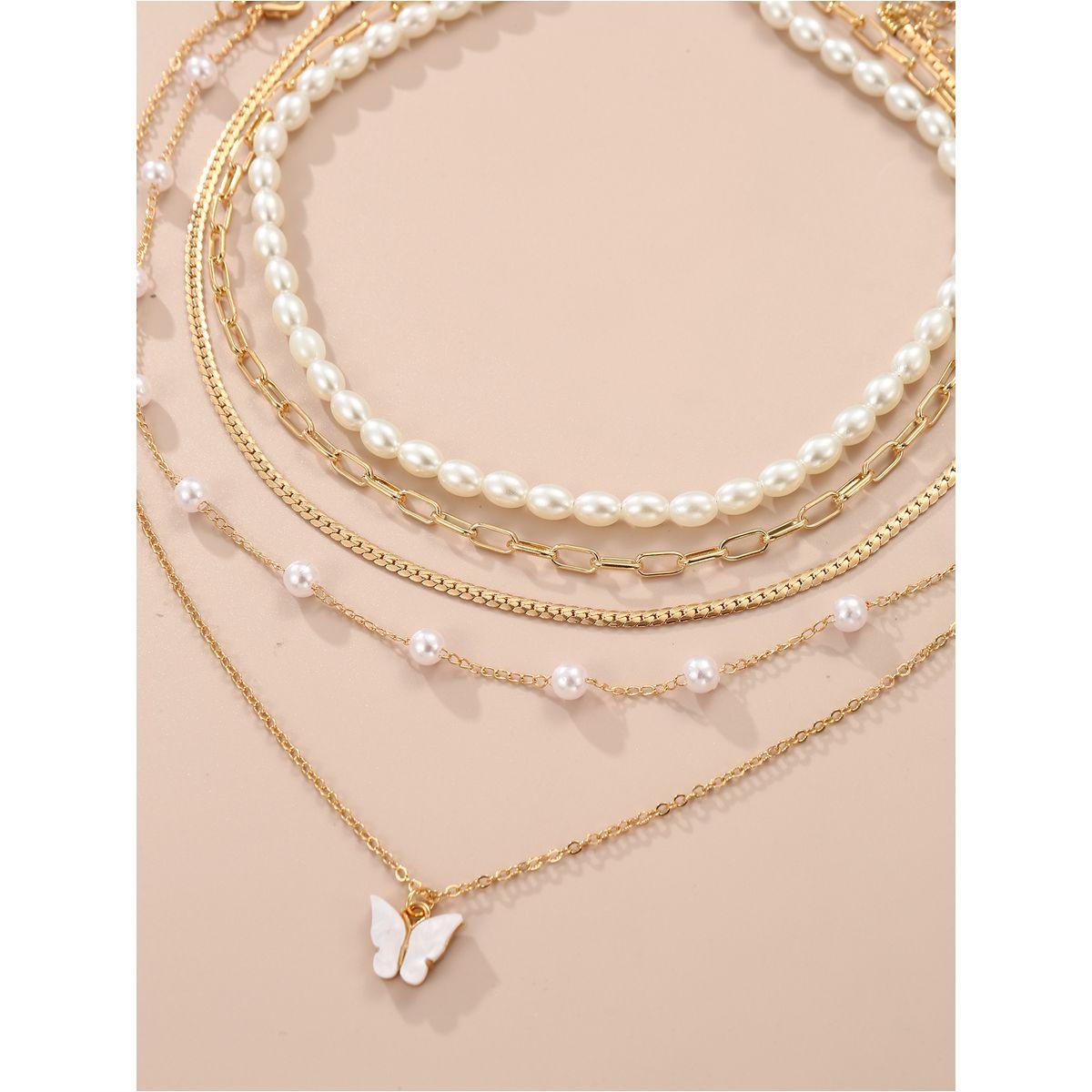 مجموعة من 3 - قلادة منمقة بتفاصيل لؤلؤ صناعي-women-watchesandjewellery-jewellery-necklacesandpendants-image-3