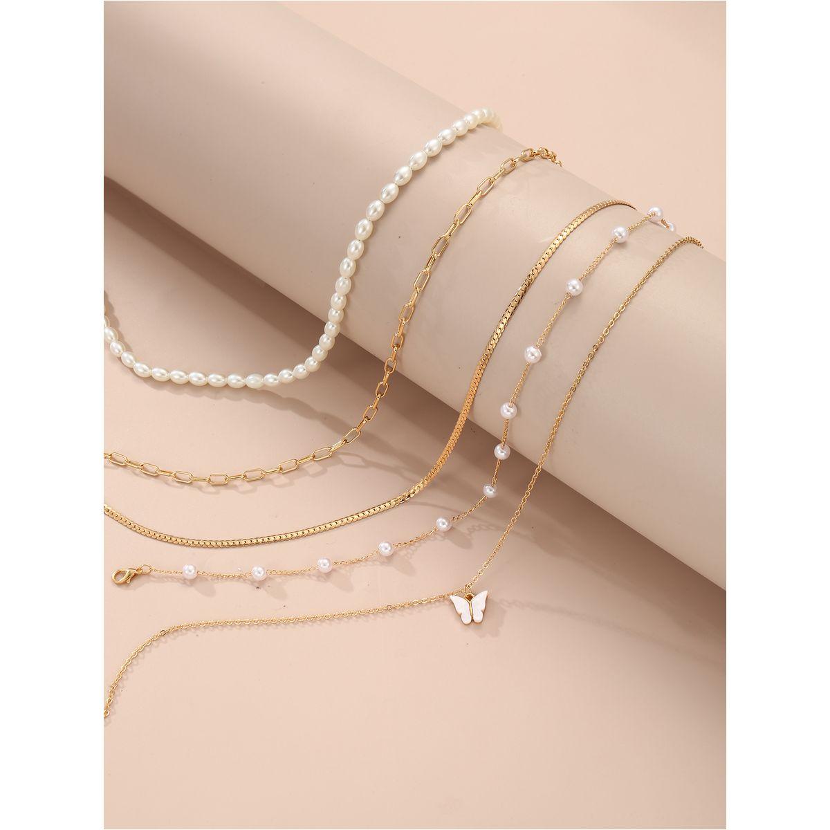 مجموعة من 3 - قلادة منمقة بتفاصيل لؤلؤ صناعي-women-watchesandjewellery-jewellery-necklacesandpendants-image-5
