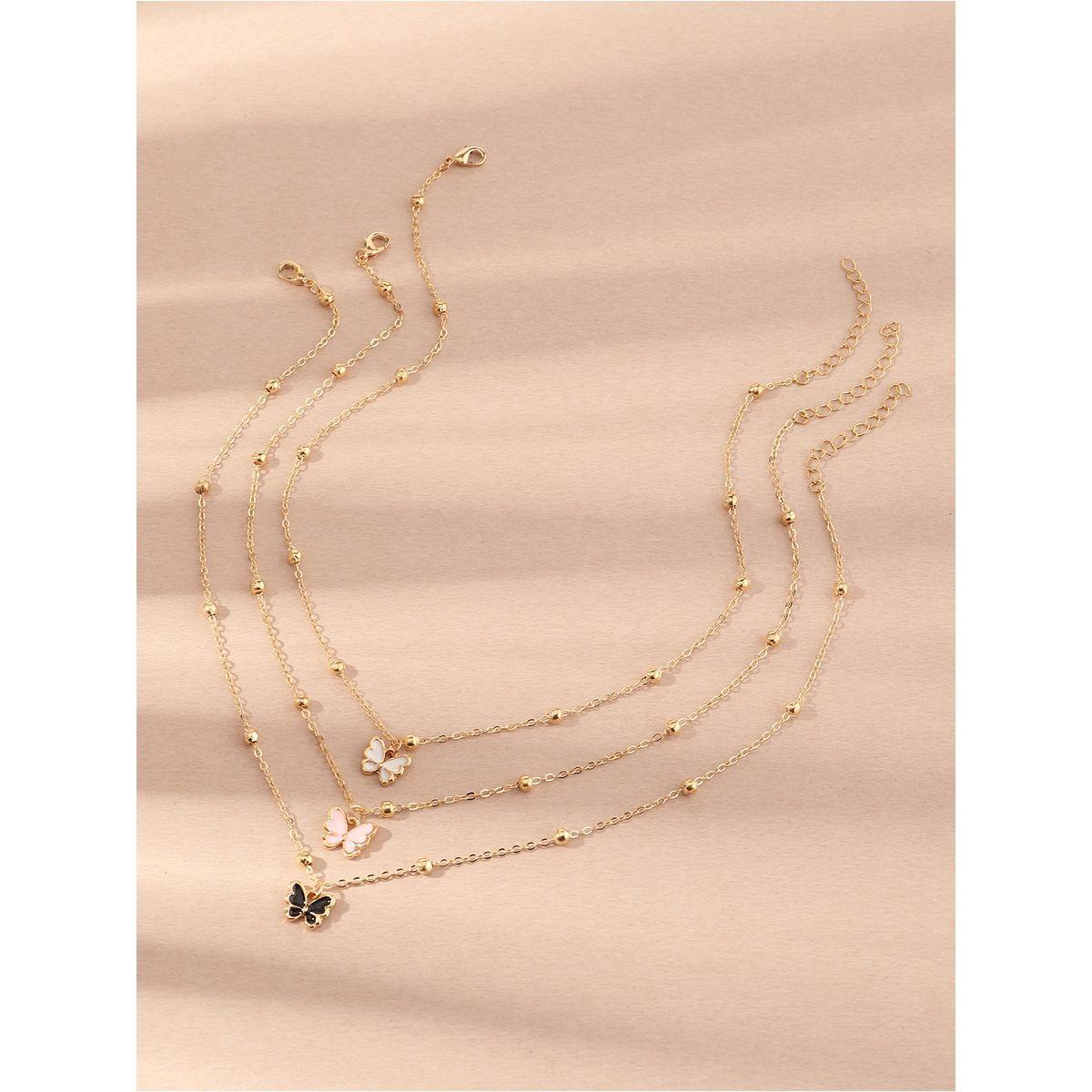 طقم من 3 - قلادة مُنمقة بحُلي على شكل فراشة-women-watchesandjewellery-jewellery-necklacesandpendants-image-5